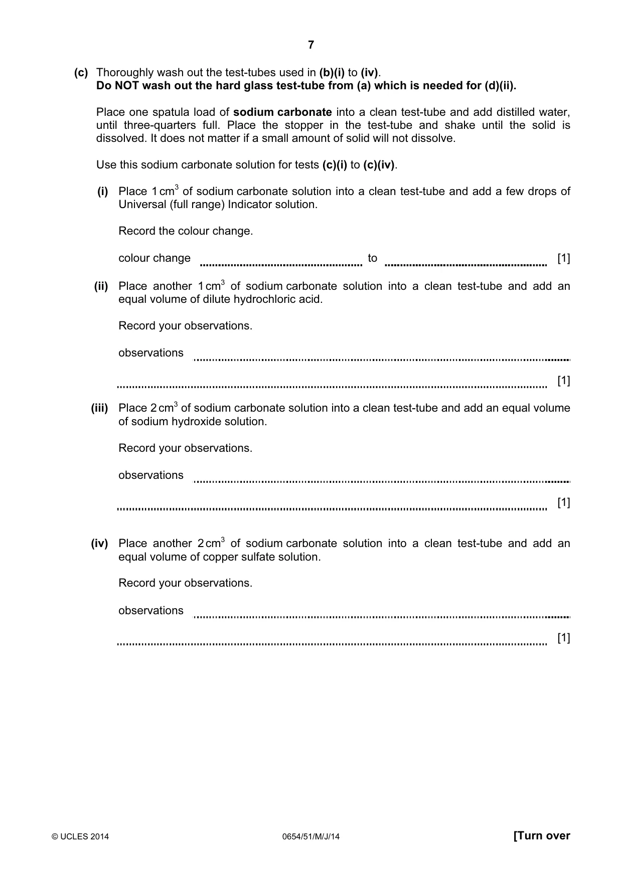 Cambridge IGCSE Sciences - Co-ordinated (Double) 0654 2014 May/June Paper 5 · Variant 1 question paper, page 7 of 16
