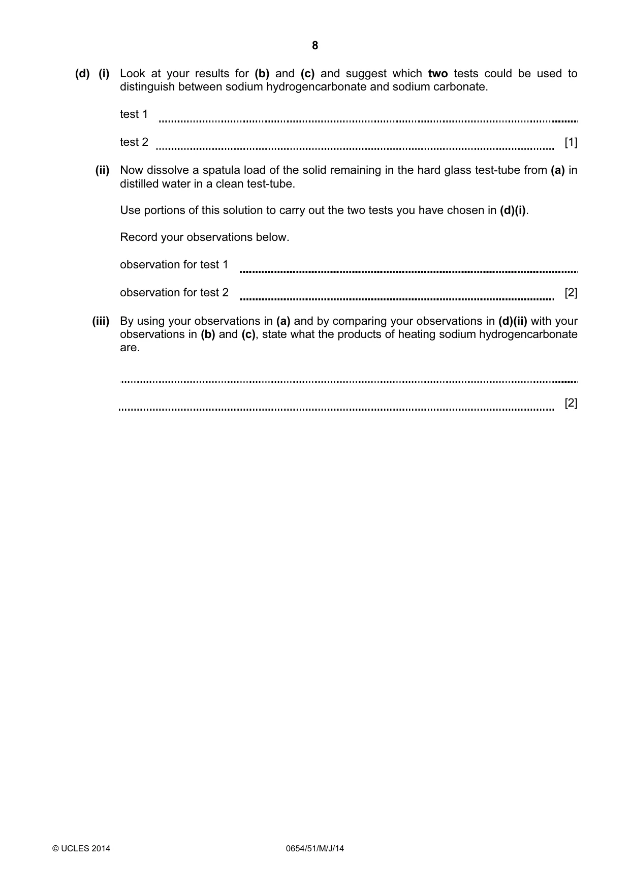 Cambridge IGCSE Sciences - Co-ordinated (Double) 0654 2014 May/June Paper 5 · Variant 1 question paper, page 8 of 16