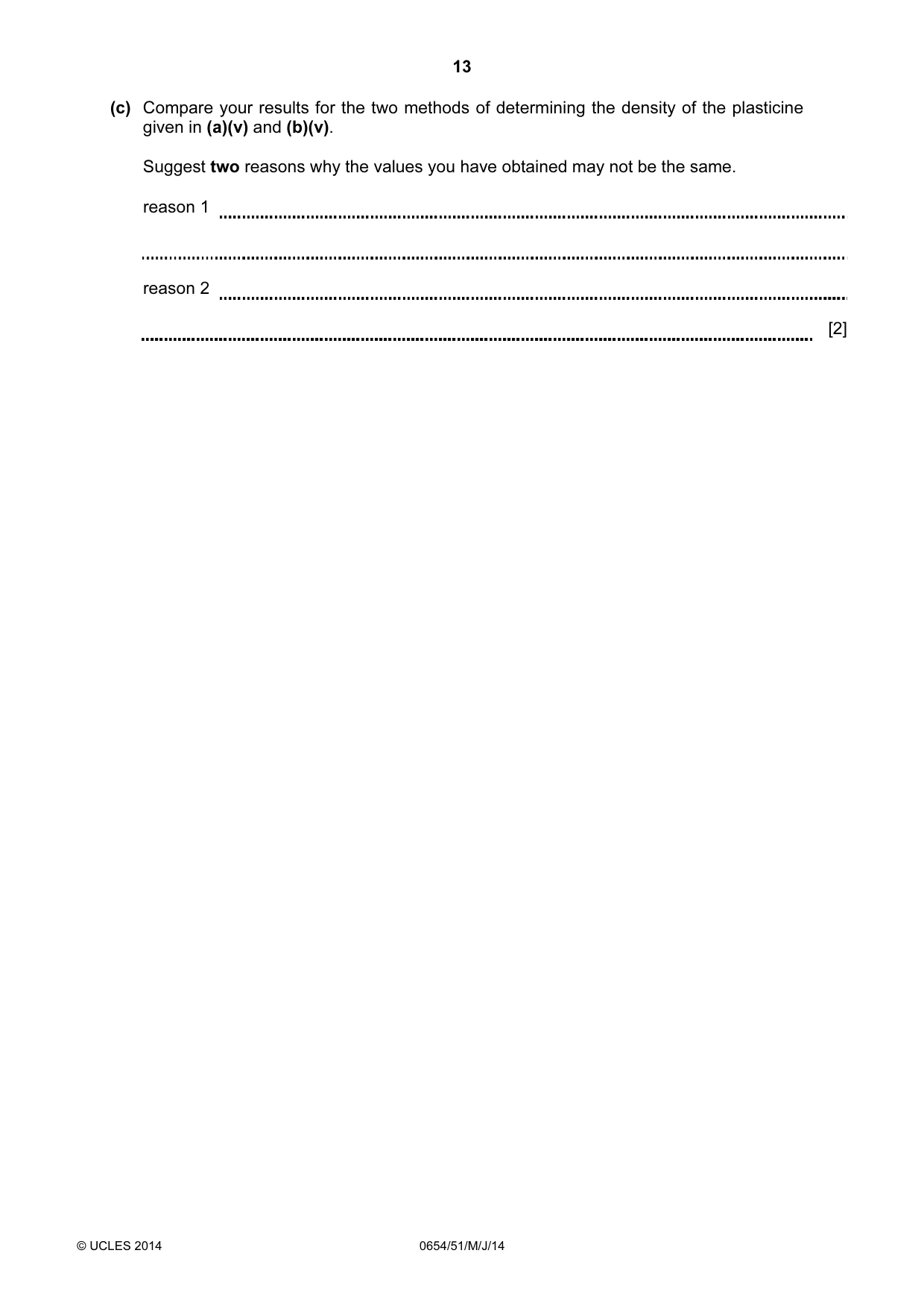 Cambridge IGCSE Sciences - Co-ordinated (Double) 0654 2014 May/June Paper 5 · Variant 1 question paper, page 13 of 16