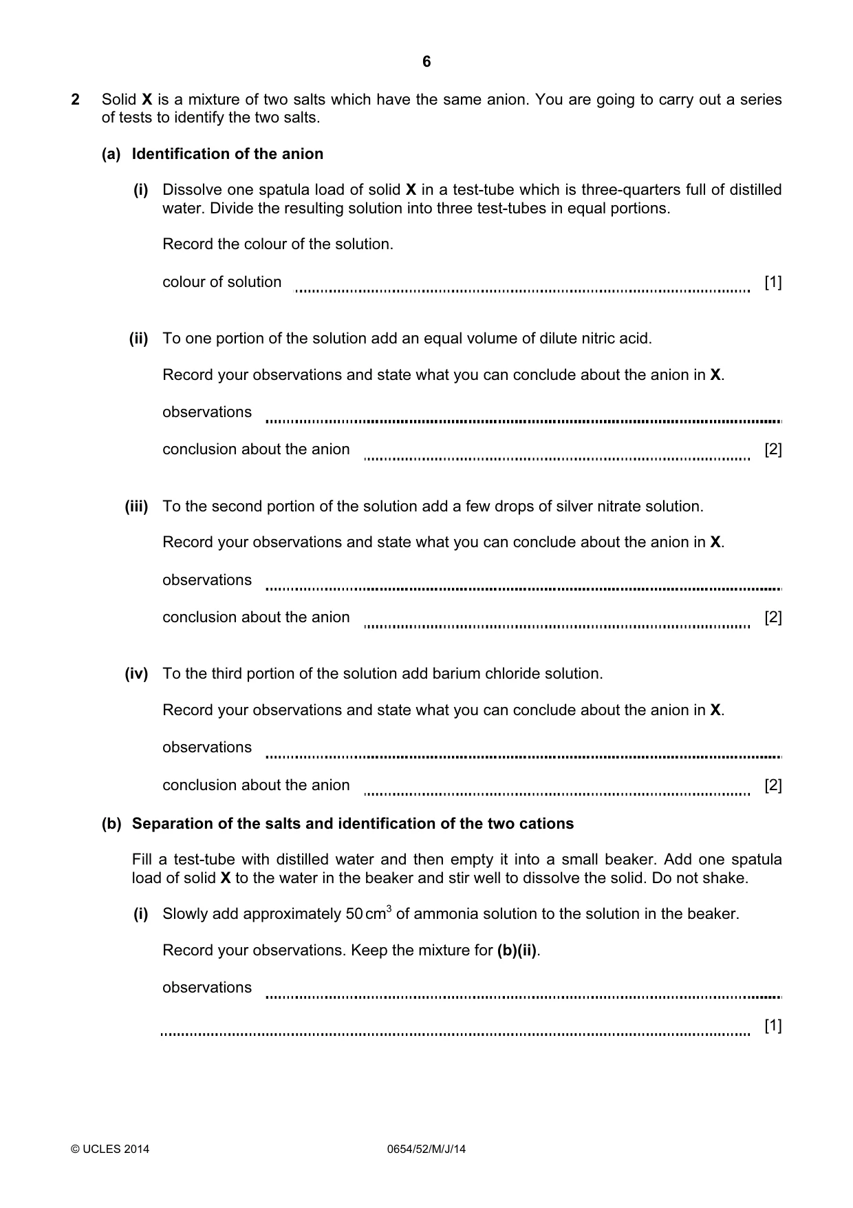 Cambridge IGCSE Sciences - Co-ordinated (Double) 0654 2014 May/June Paper 5 · Variant 2 question paper, page 6 of 12