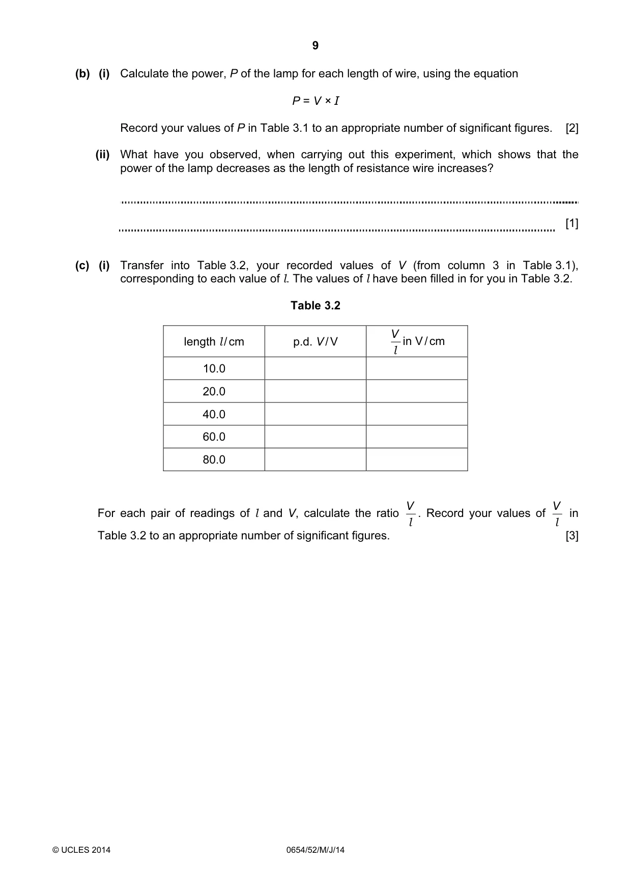Cambridge IGCSE Sciences - Co-ordinated (Double) 0654 2014 May/June Paper 5 · Variant 2 question paper, page 9 of 12
