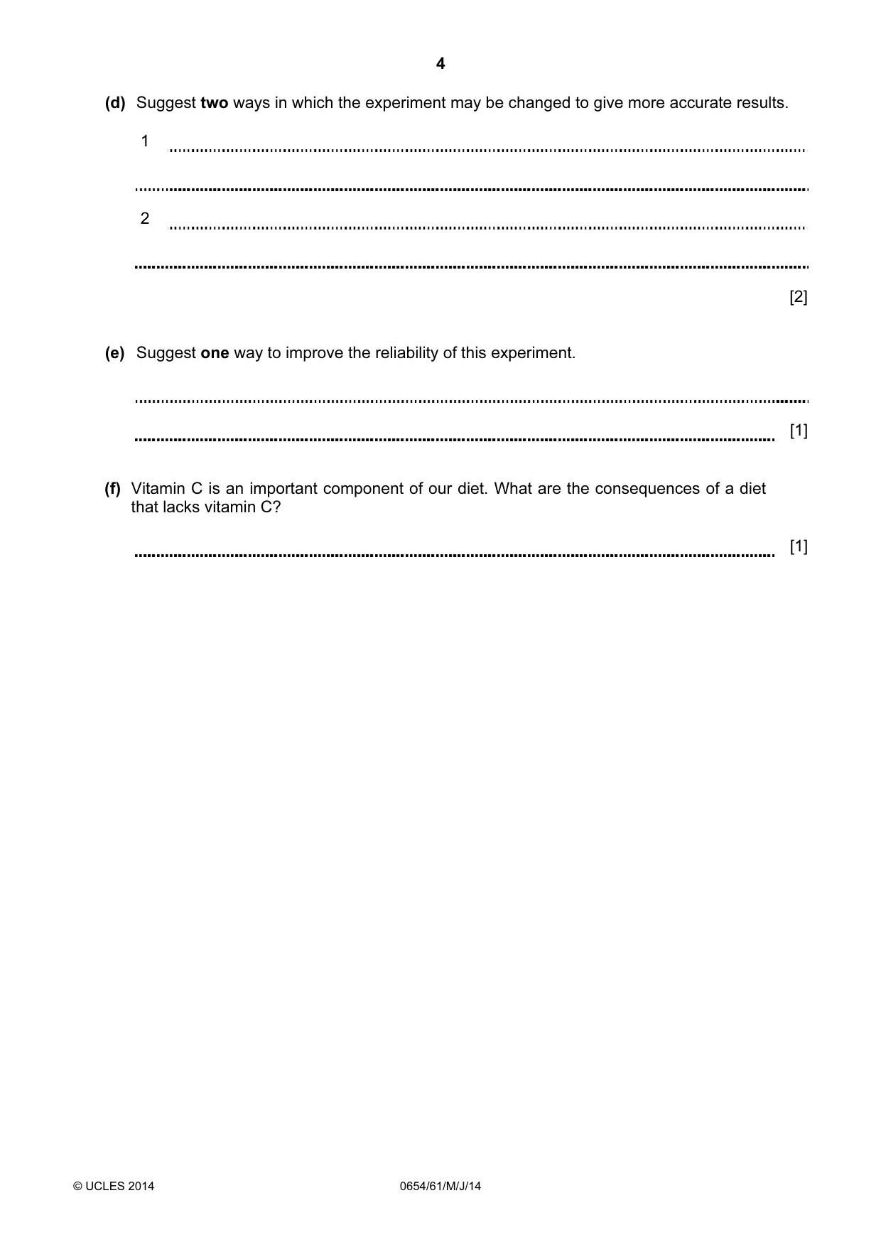 Cambridge IGCSE Sciences - Co-ordinated (Double) 0654 2014 May/June Paper 6 · Variant 1 question paper, page 4 of 20