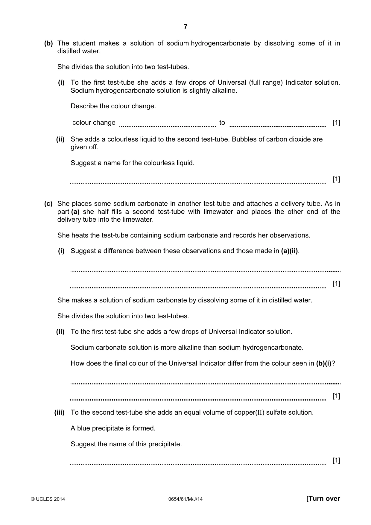 Cambridge IGCSE Sciences - Co-ordinated (Double) 0654 2014 May/June Paper 6 · Variant 1 question paper, page 7 of 20