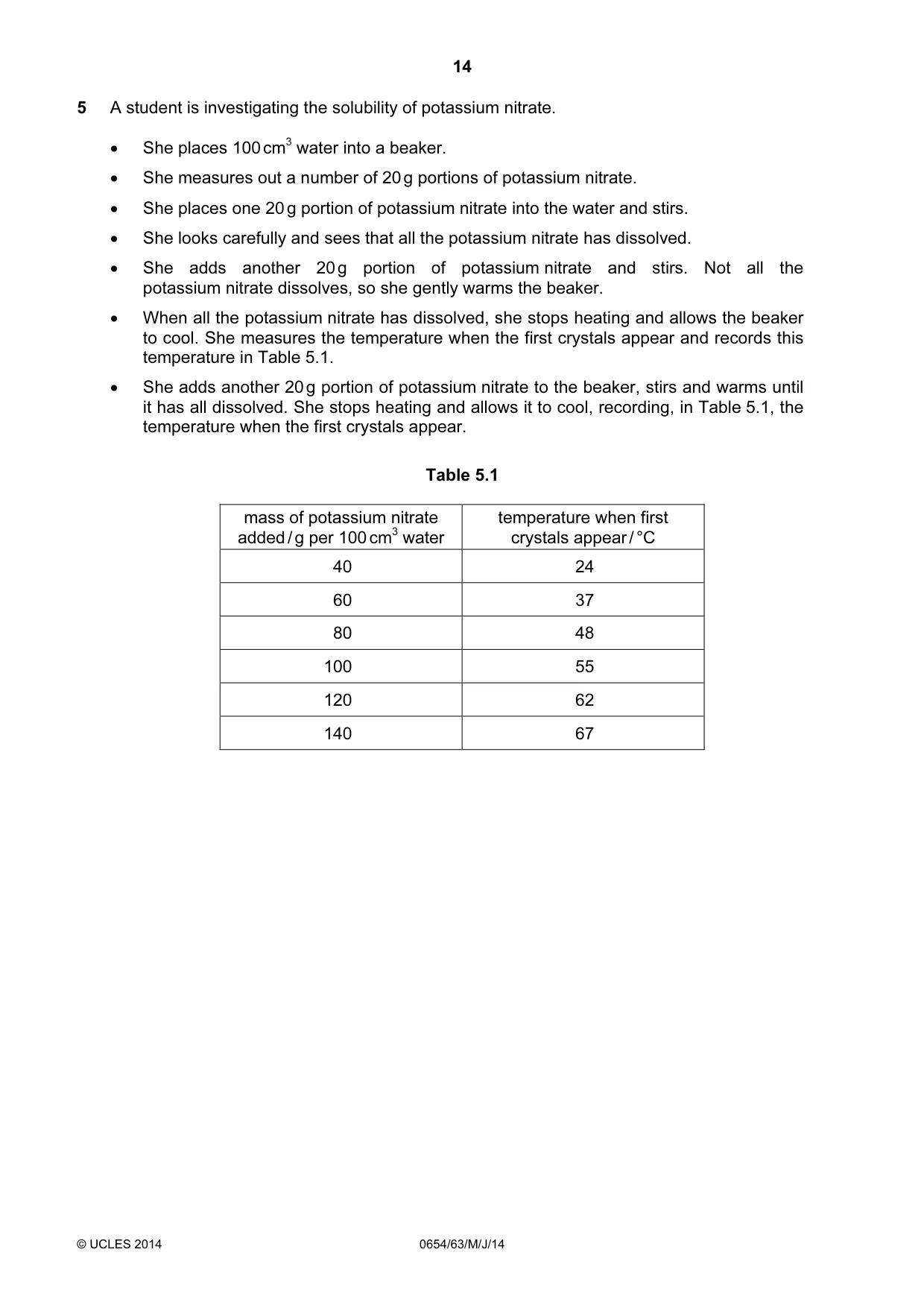 Cambridge IGCSE Sciences - Co-ordinated (Double) 0654 2014 May/June Paper 6 · Variant 3 question paper, page 14 of 20