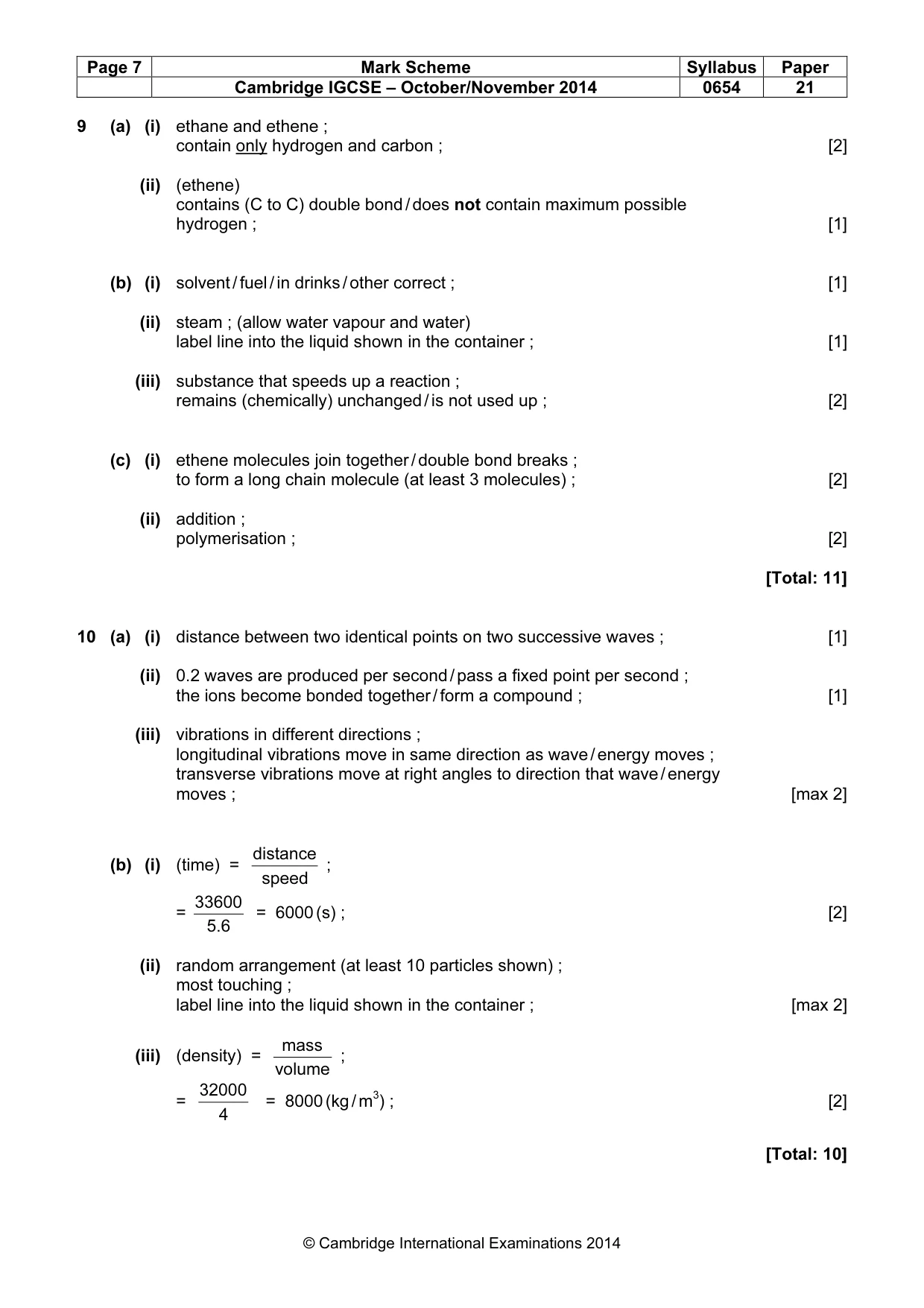 Mark scheme, page 7 of 9
