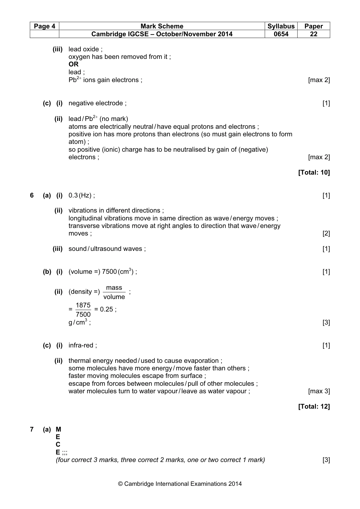 Mark scheme, page 4 of 7