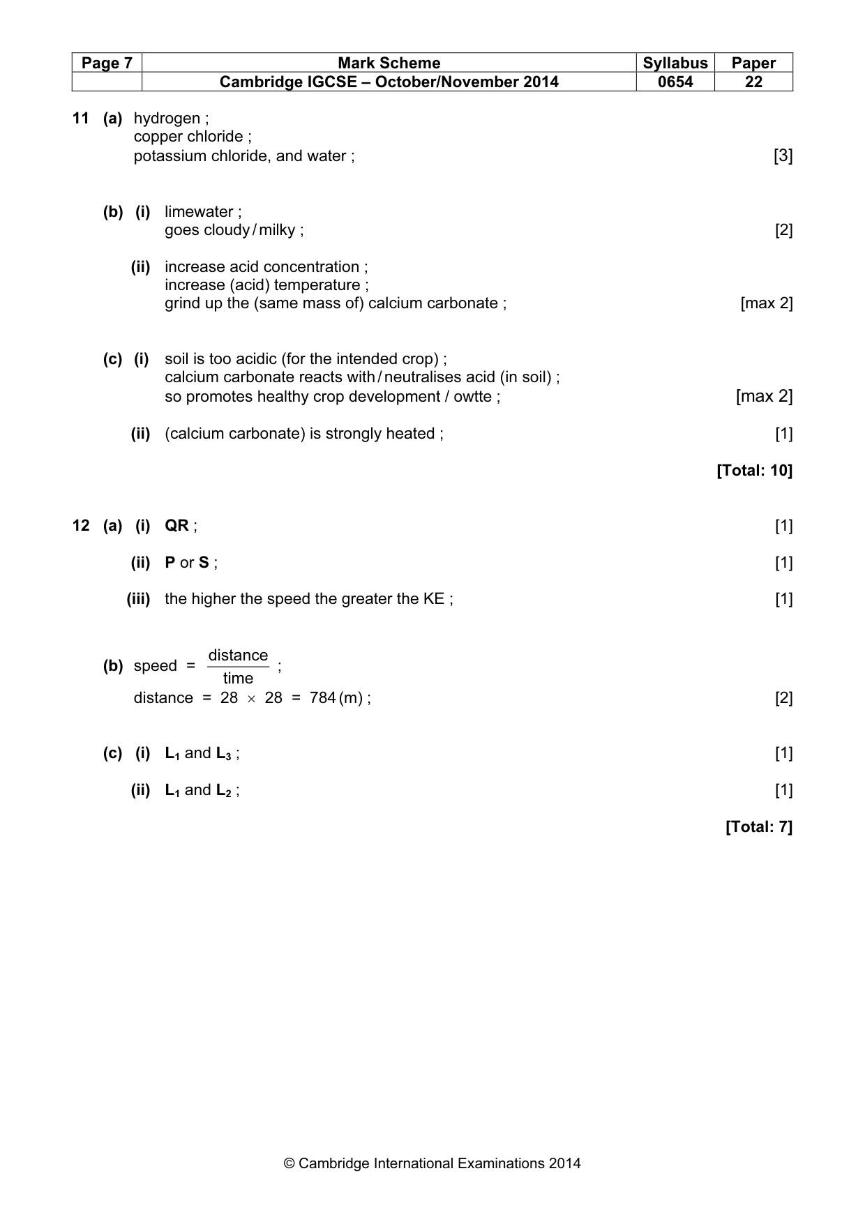 Mark scheme, page 7 of 7