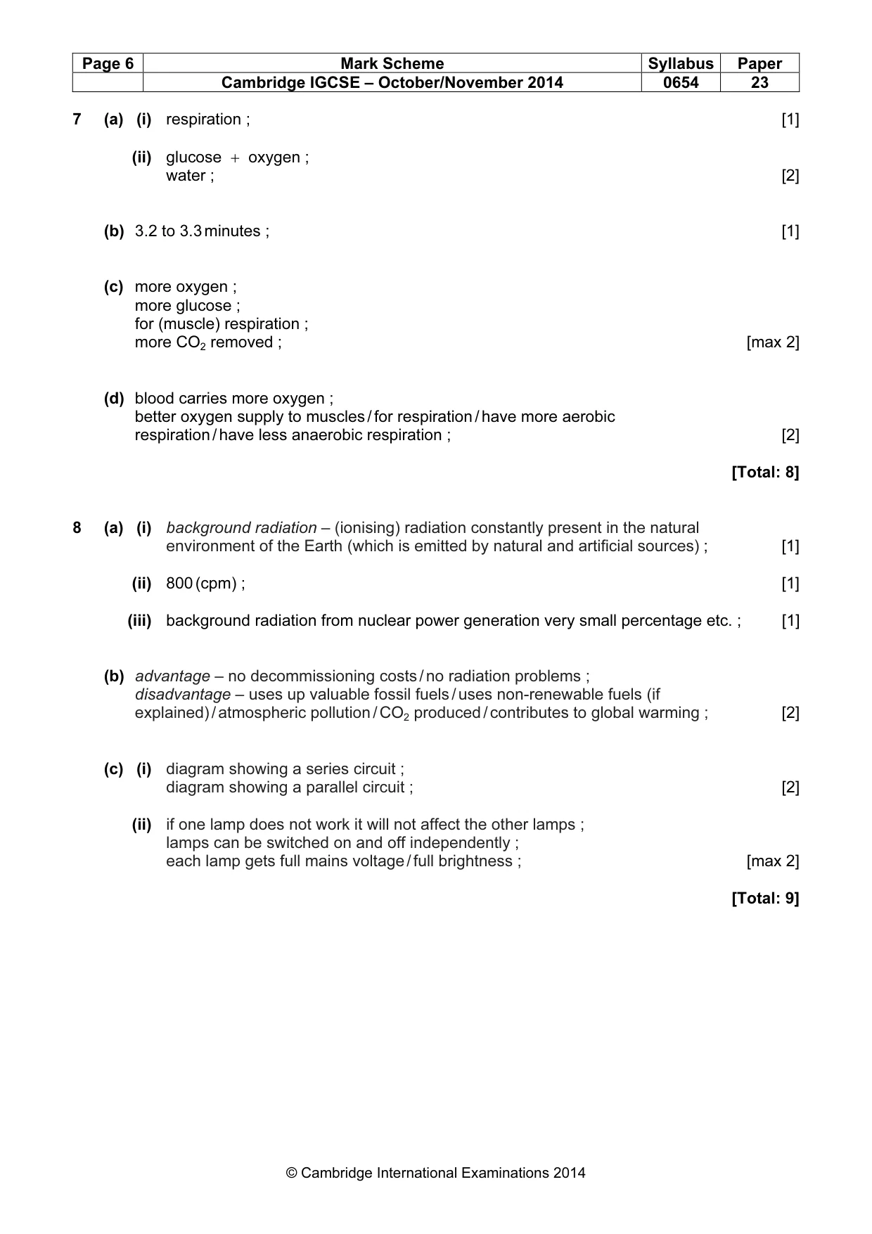 Mark scheme, page 6 of 9