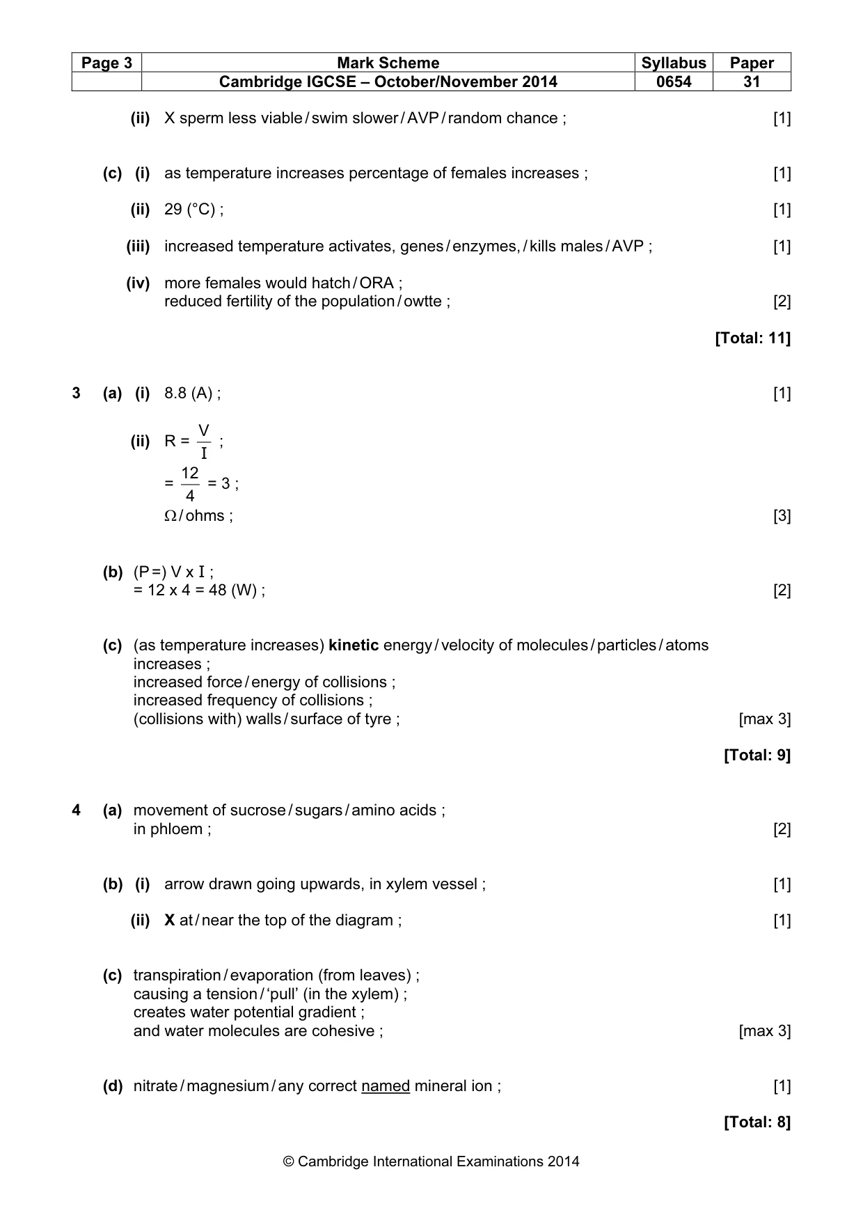 Mark scheme, page 3 of 7
