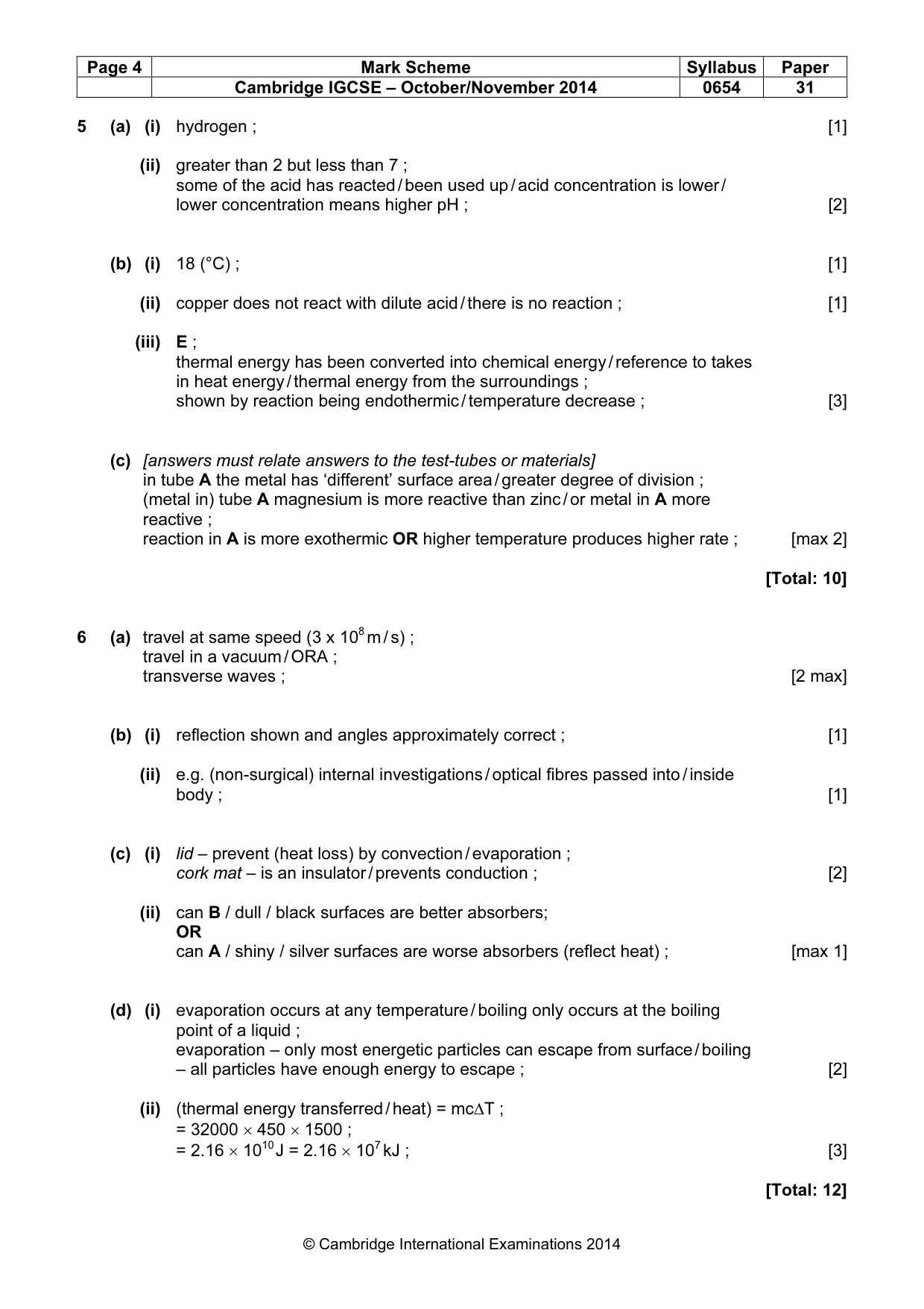 Mark scheme, page 4 of 7