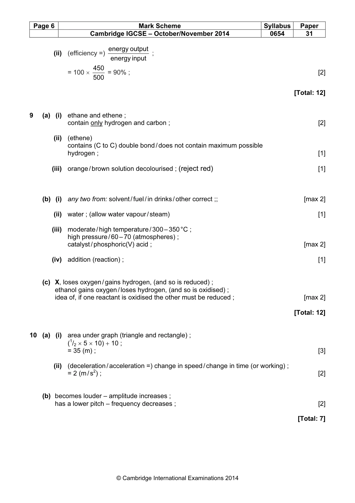 Mark scheme, page 6 of 7