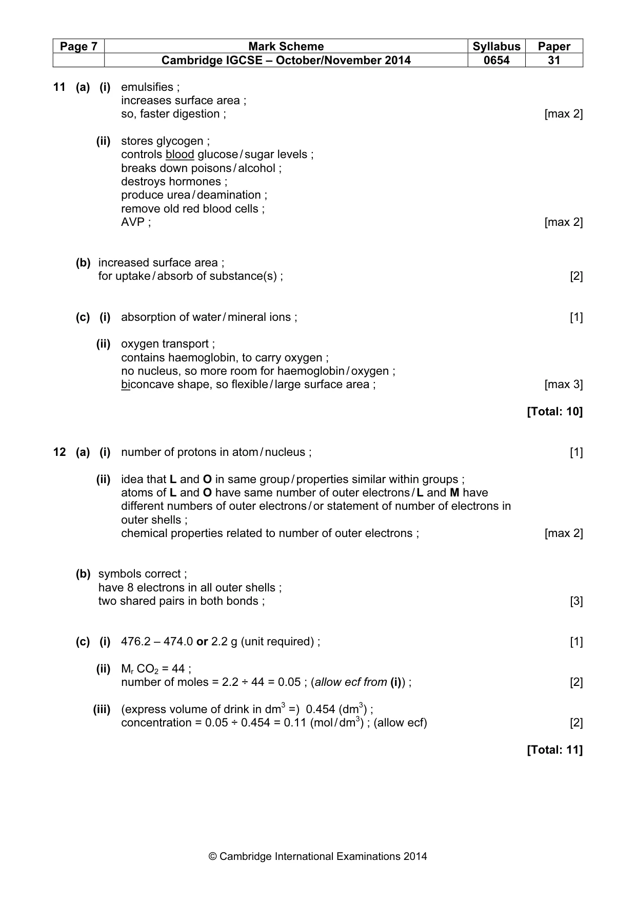 Mark scheme, page 7 of 7