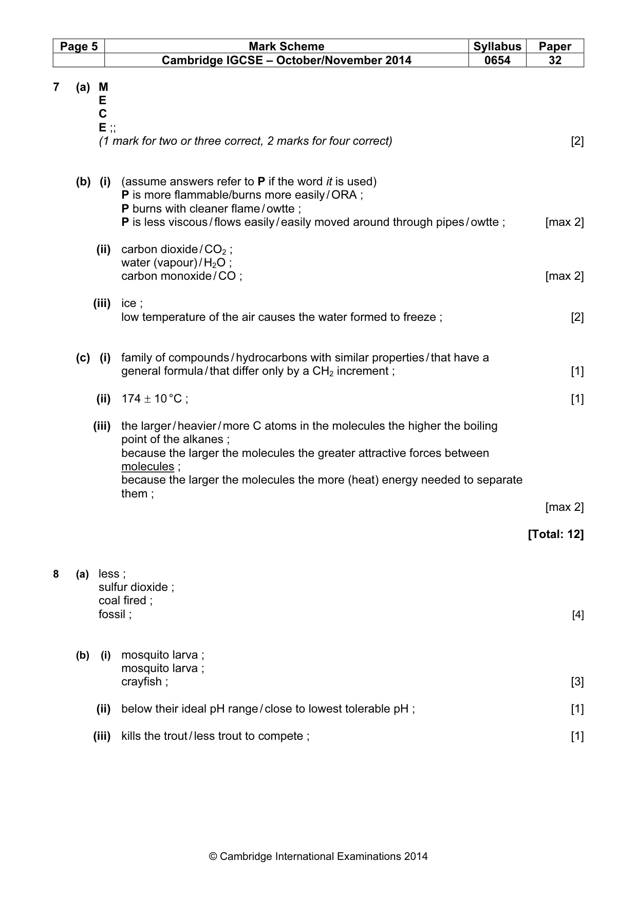 Mark scheme, page 5 of 7