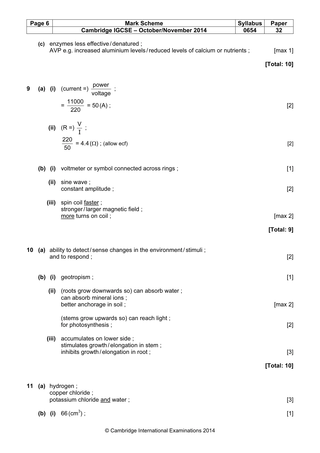 Mark scheme, page 6 of 7