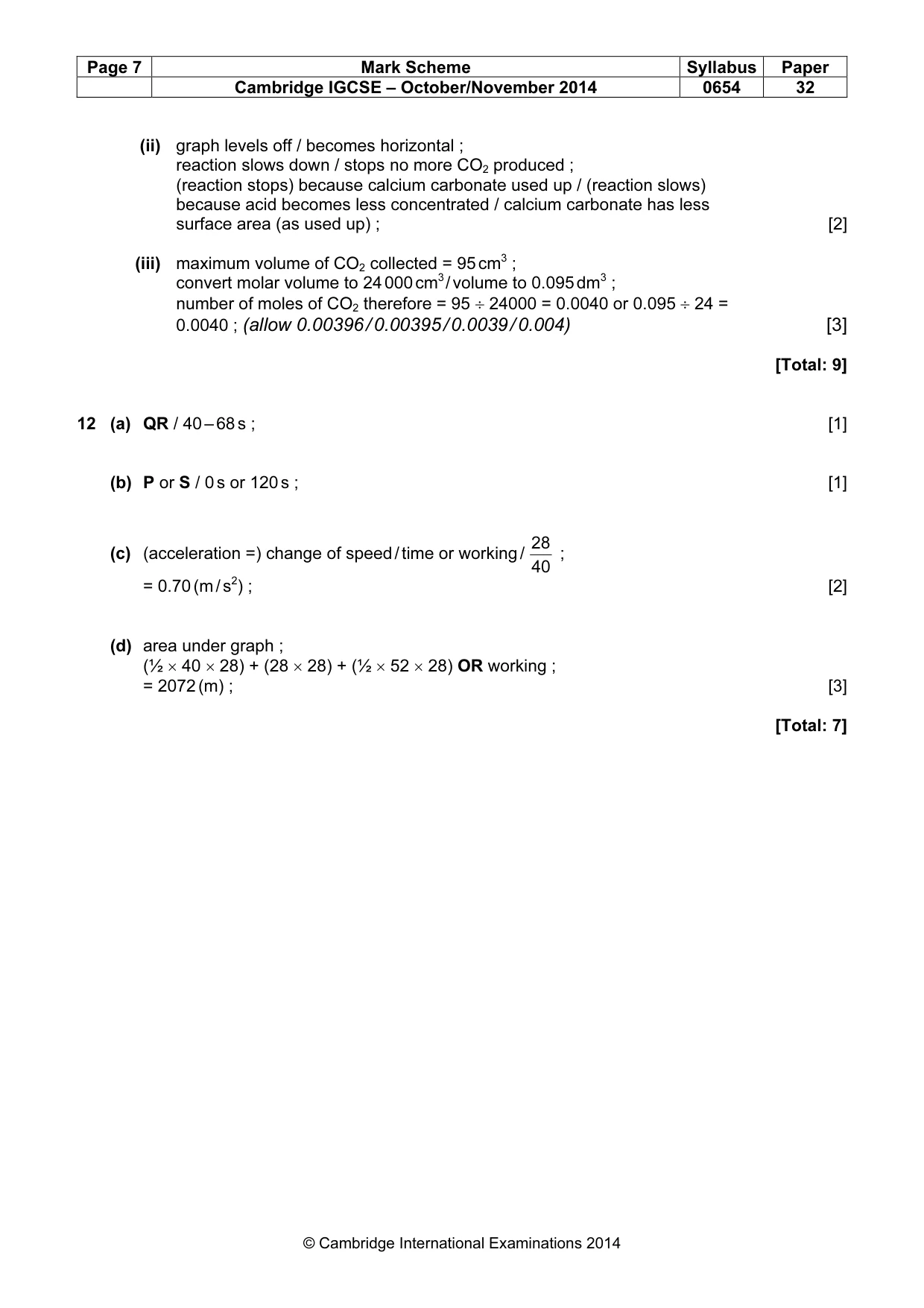 Mark scheme, page 7 of 7