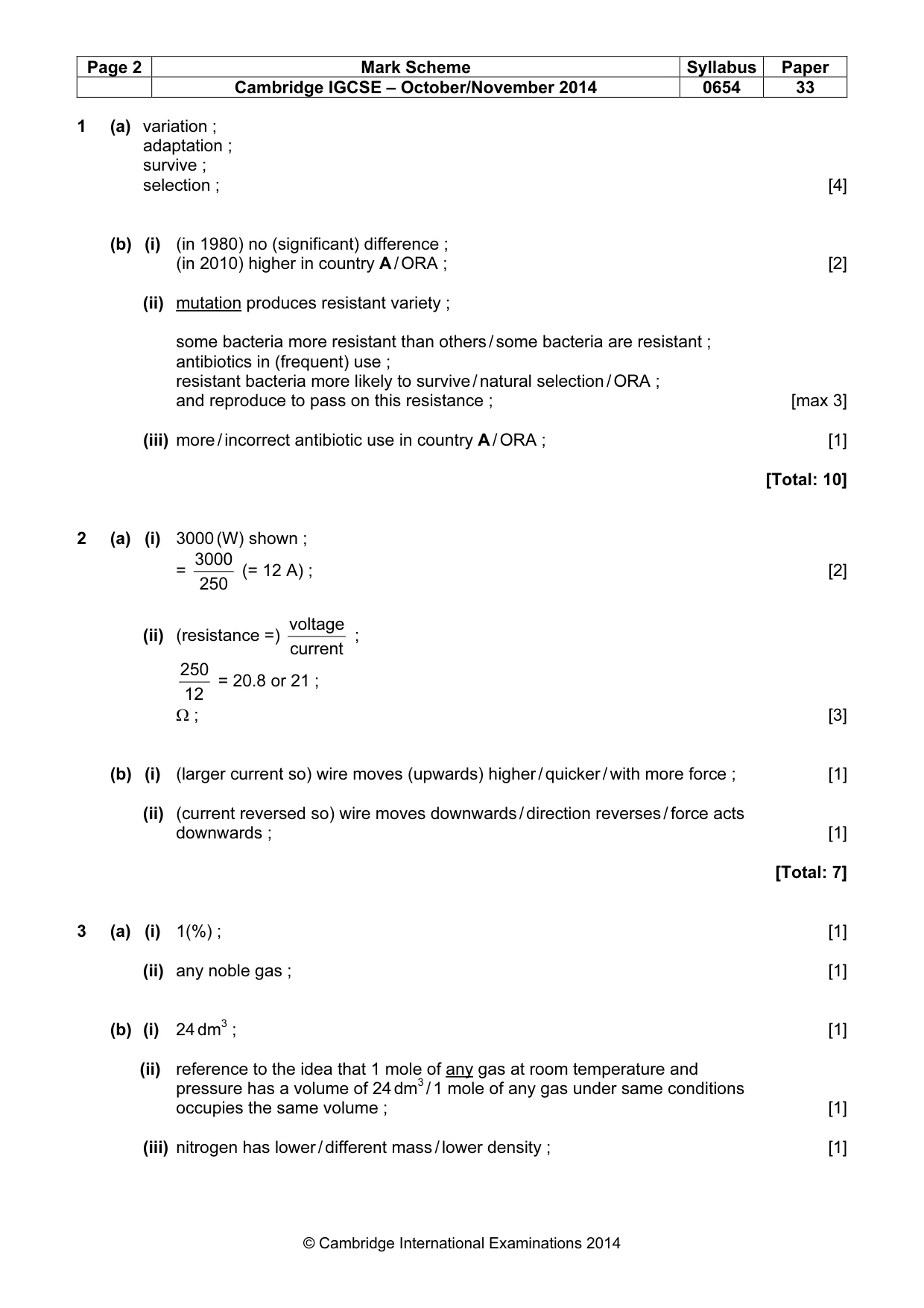 Mark scheme, page 2 of 9