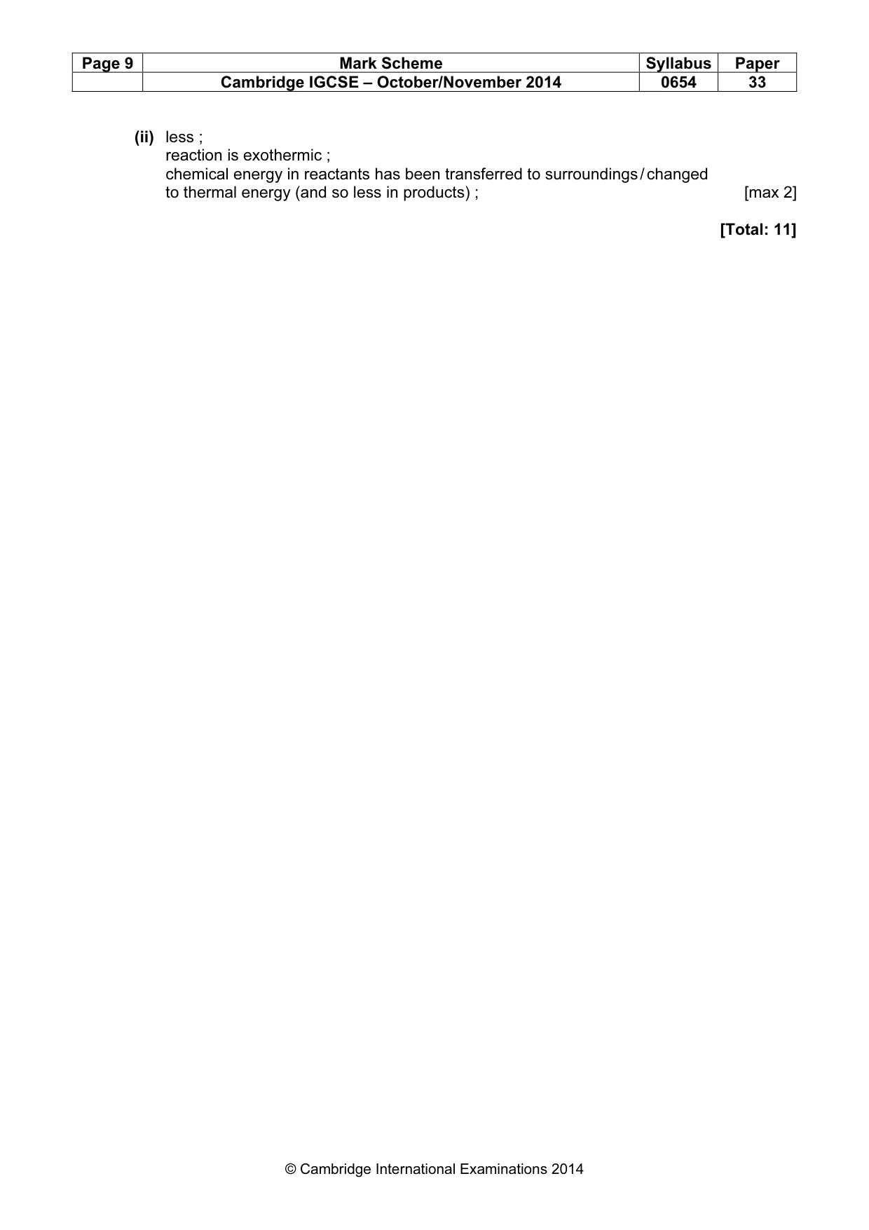 Mark scheme, page 9 of 9
