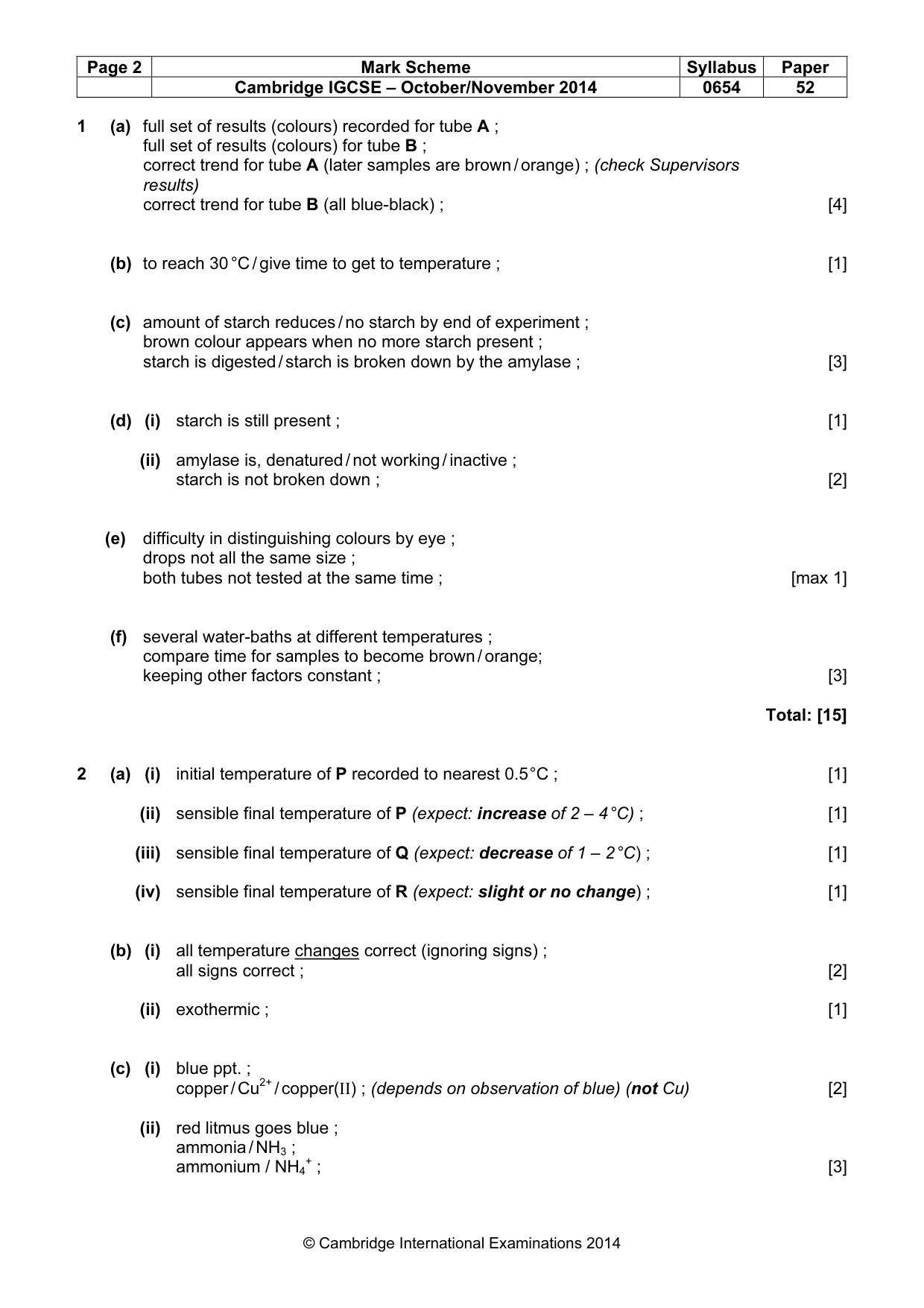 Mark scheme, page 2 of 4