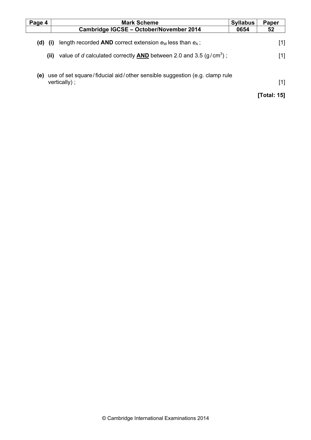 Mark scheme, page 4 of 4
