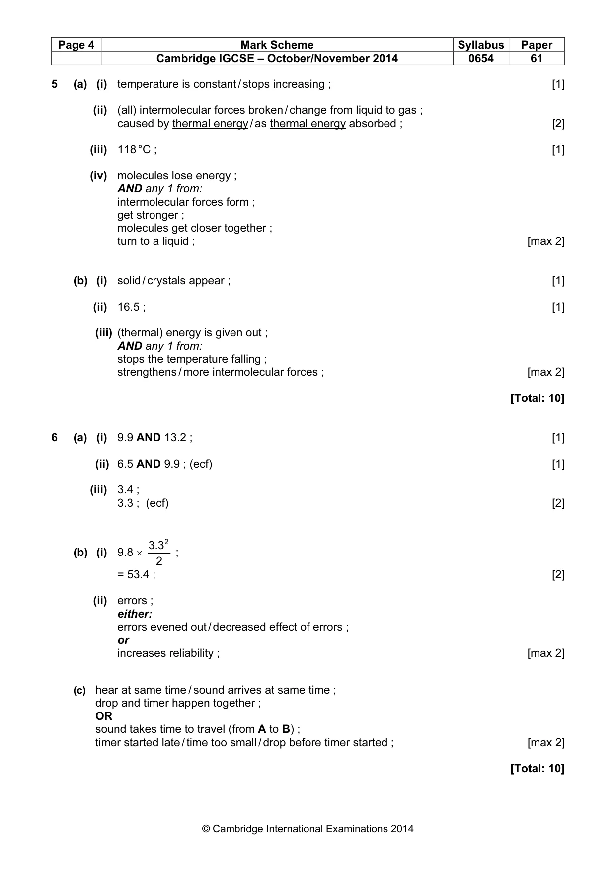 Mark scheme, page 4 of 4