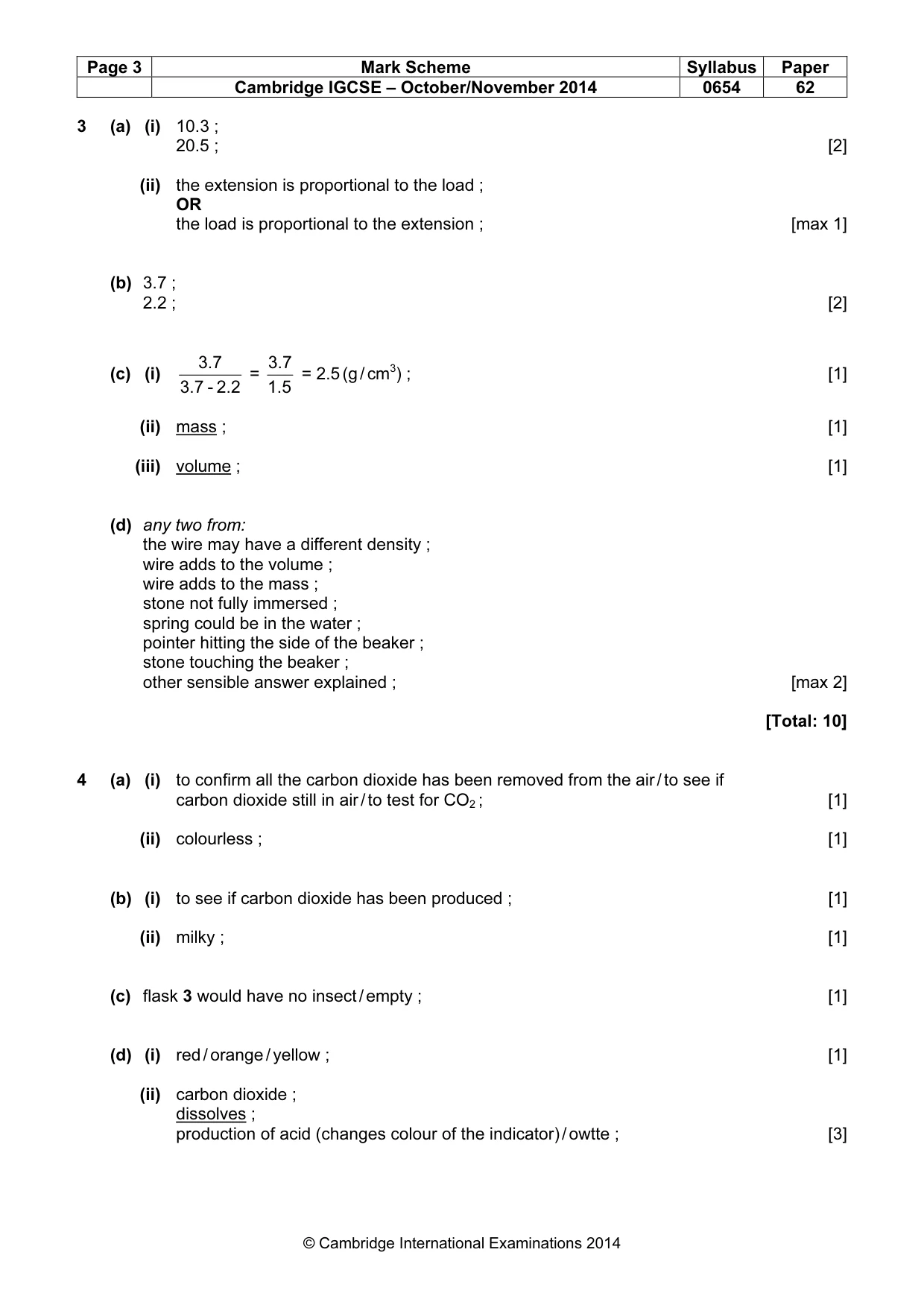 Mark scheme, page 3 of 4