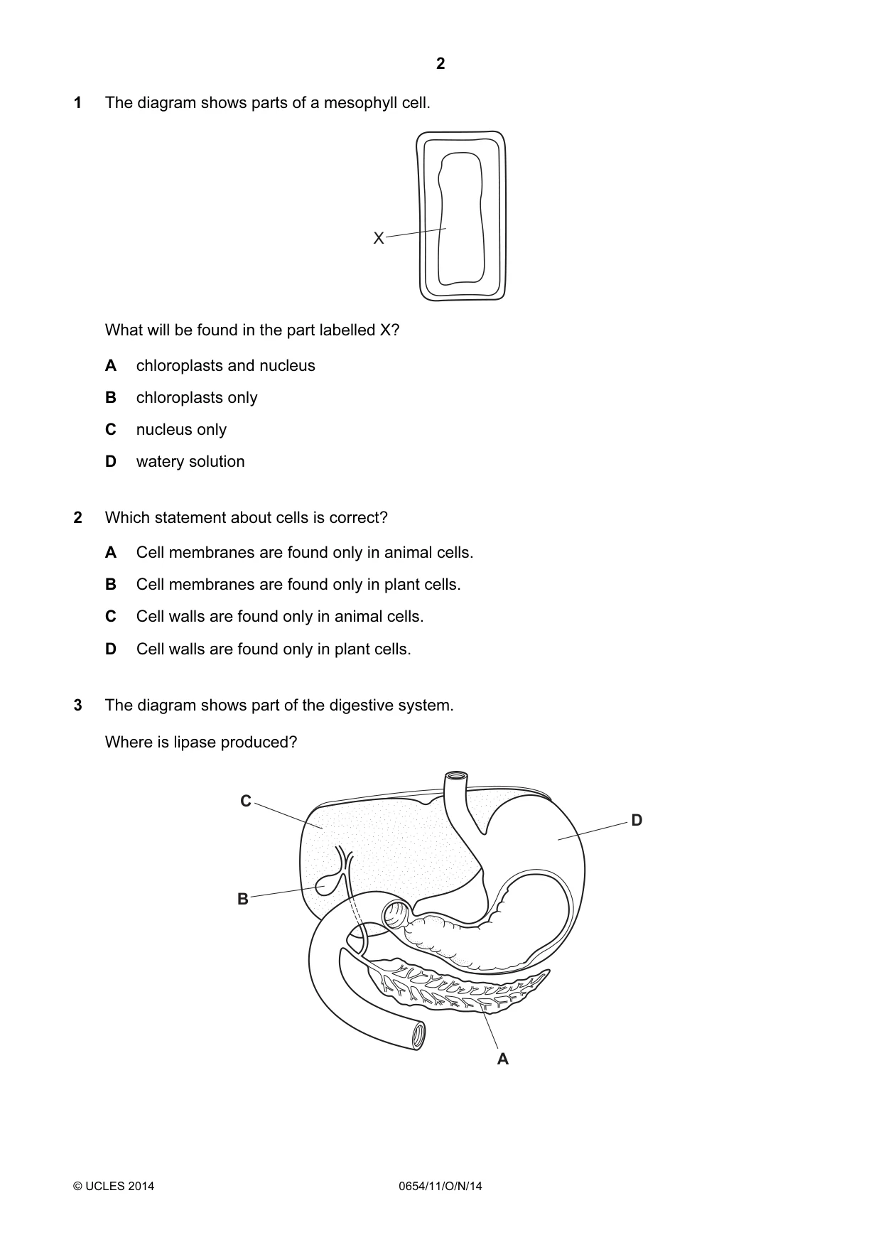 Cambridge IGCSE Sciences - Co-ordinated (Double) 0654 2014 Oct/Nov Paper 1 · Variant 1 question paper, page 2 of 20