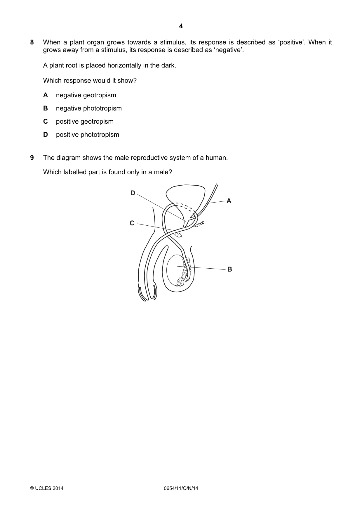 Cambridge IGCSE Sciences - Co-ordinated (Double) 0654 2014 Oct/Nov Paper 1 · Variant 1 question paper, page 4 of 20