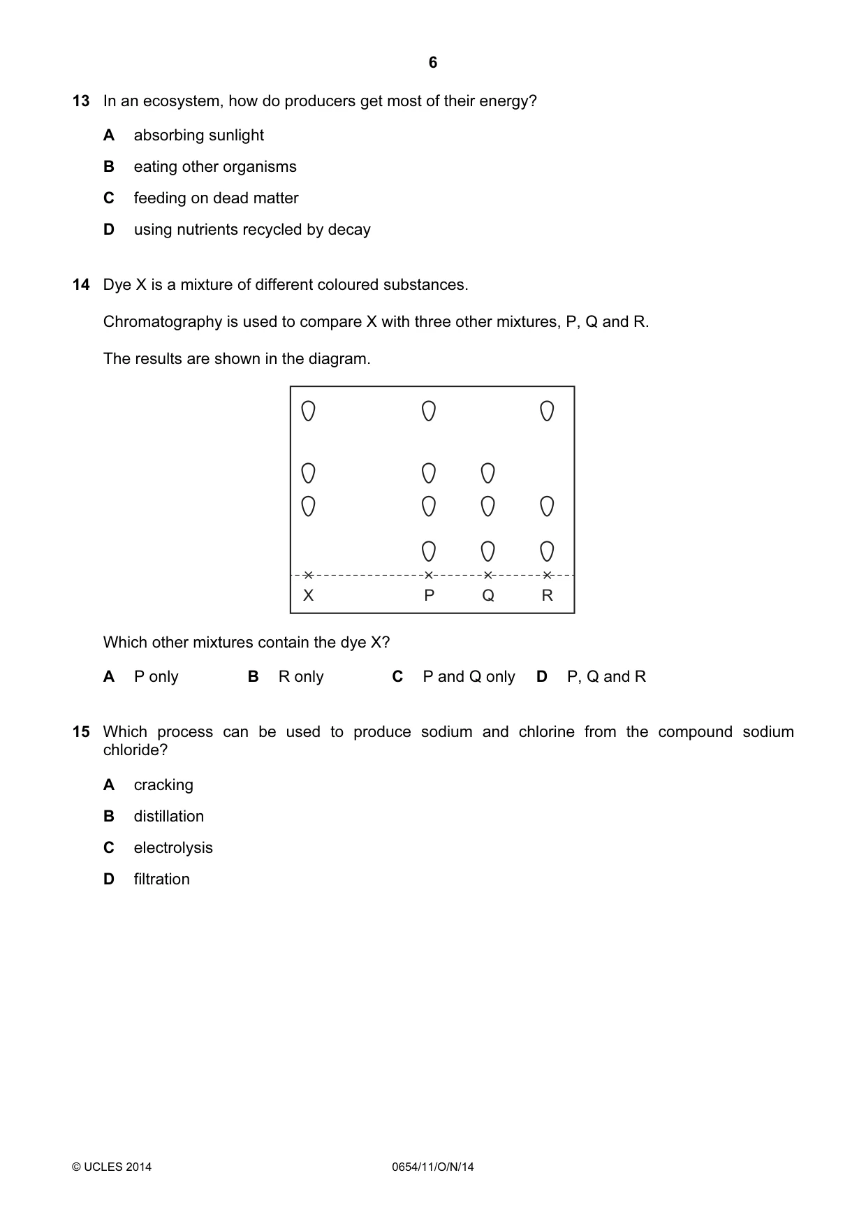 Cambridge IGCSE Sciences - Co-ordinated (Double) 0654 2014 Oct/Nov Paper 1 · Variant 1 question paper, page 6 of 20
