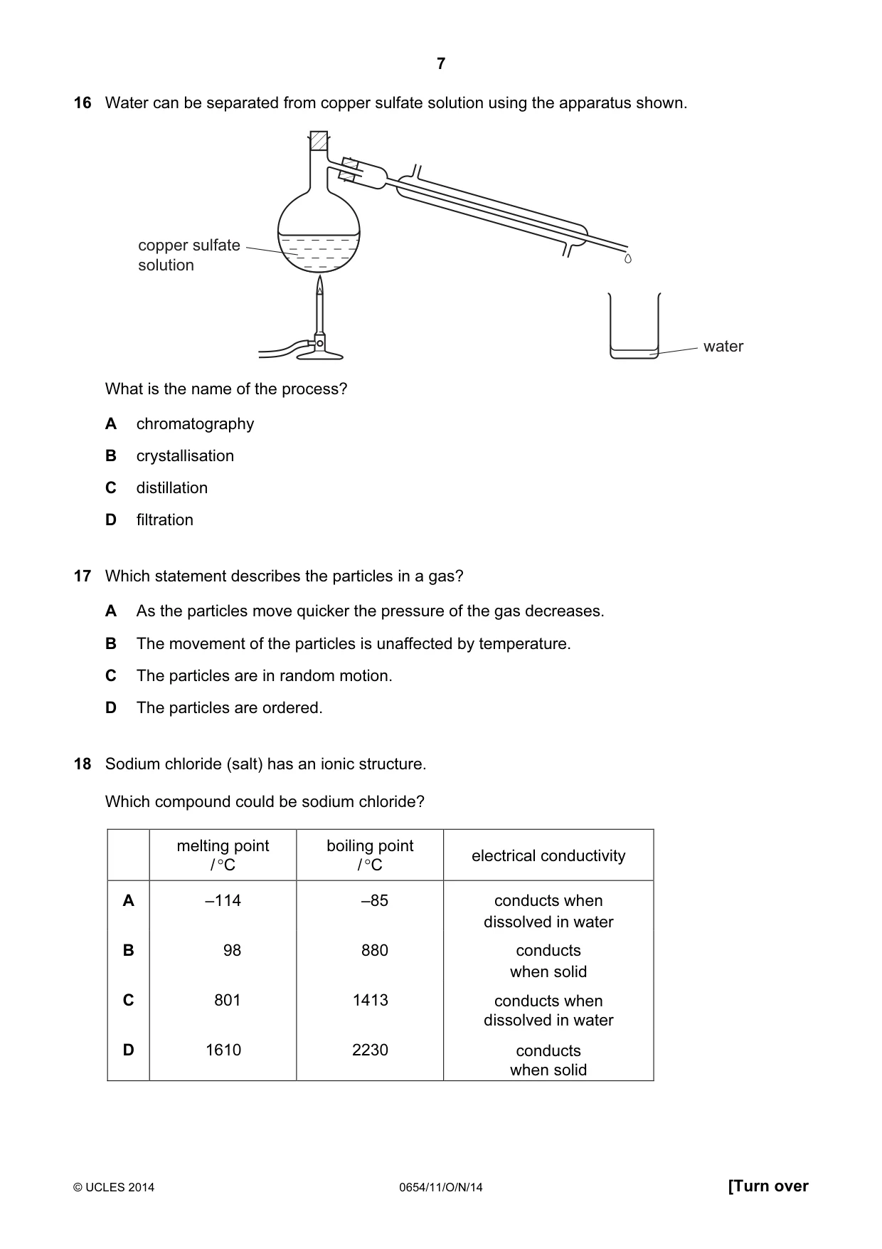 Cambridge IGCSE Sciences - Co-ordinated (Double) 0654 2014 Oct/Nov Paper 1 · Variant 1 question paper, page 7 of 20