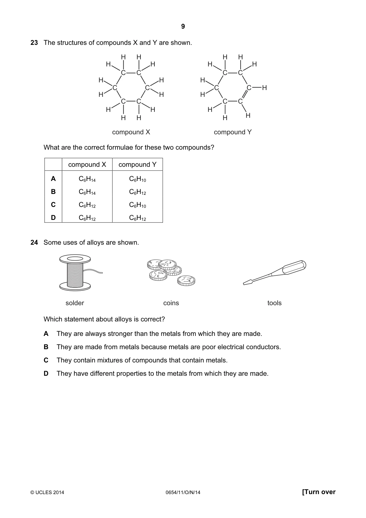 Cambridge IGCSE Sciences - Co-ordinated (Double) 0654 2014 Oct/Nov Paper 1 · Variant 1 question paper, page 9 of 20