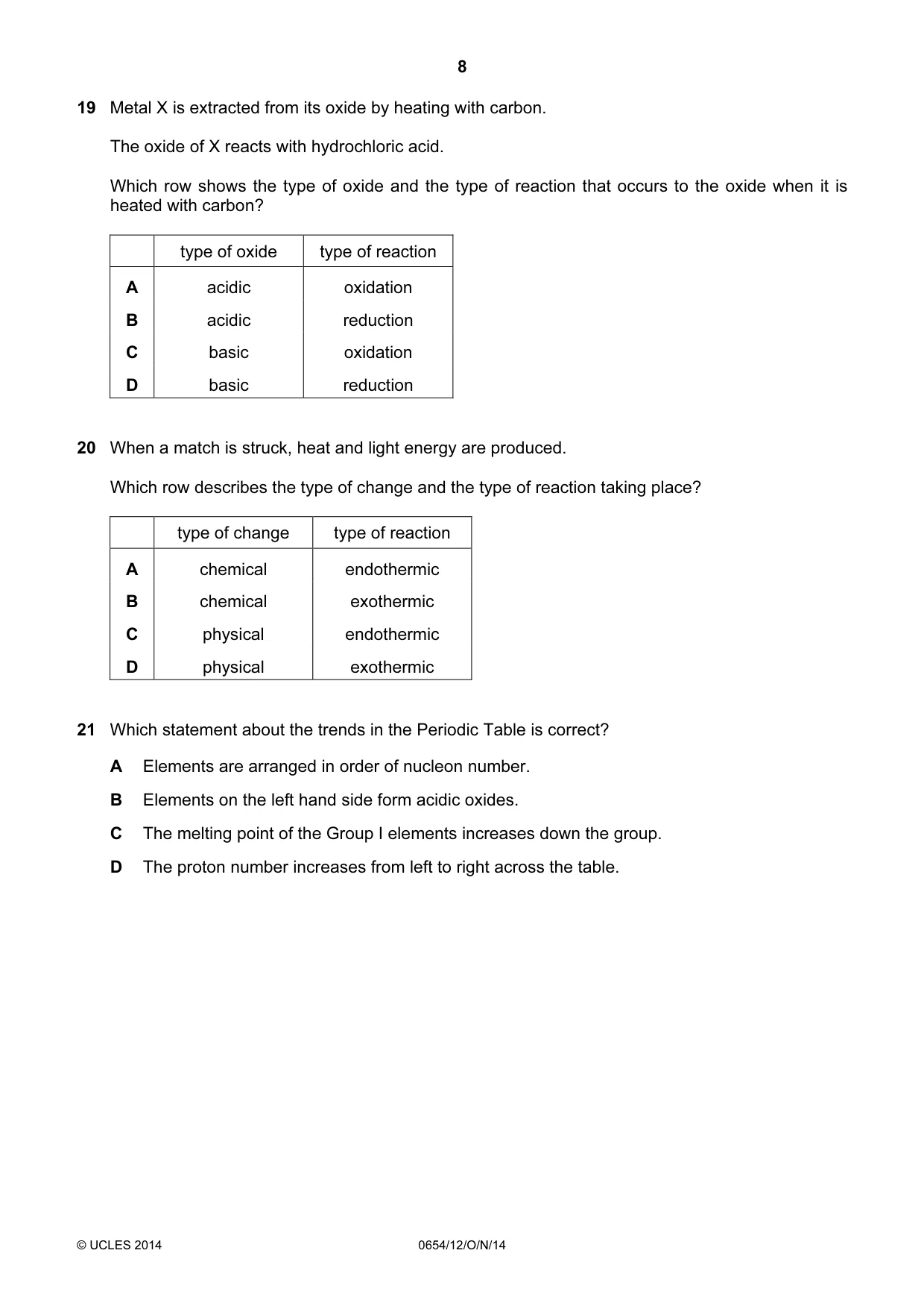 Cambridge IGCSE Sciences - Co-ordinated (Double) 0654 2014 Oct/Nov Paper 1 · Variant 2 question paper, page 8 of 20