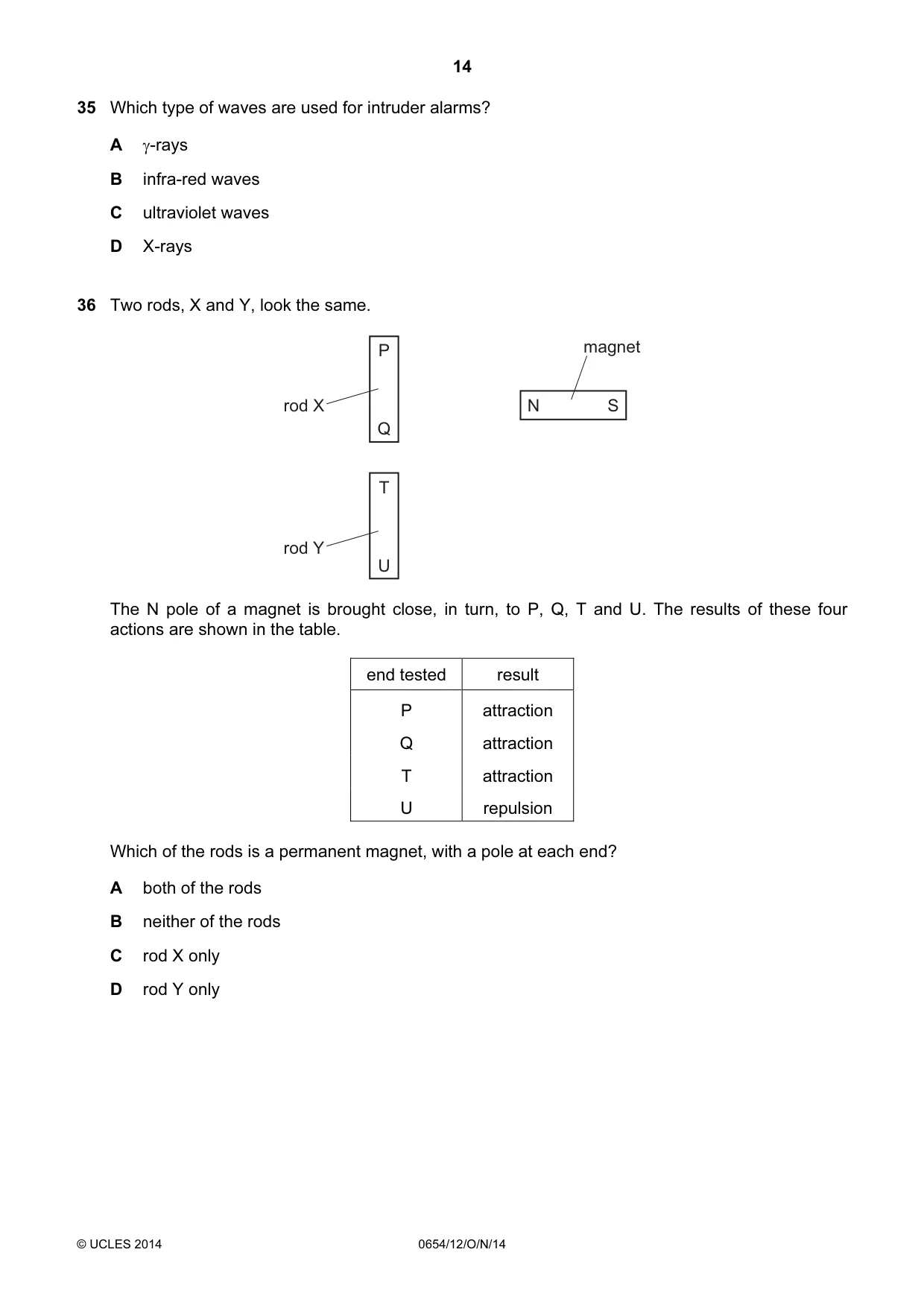 Cambridge IGCSE Sciences - Co-ordinated (Double) 0654 2014 Oct/Nov Paper 1 · Variant 2 question paper, page 14 of 20