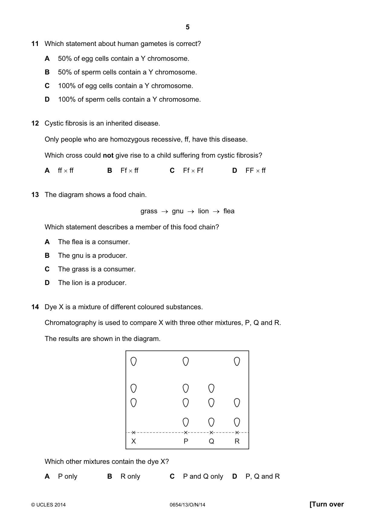 Cambridge IGCSE Sciences - Co-ordinated (Double) 0654 2014 Oct/Nov Paper 1 · Variant 3 question paper, page 5 of 20