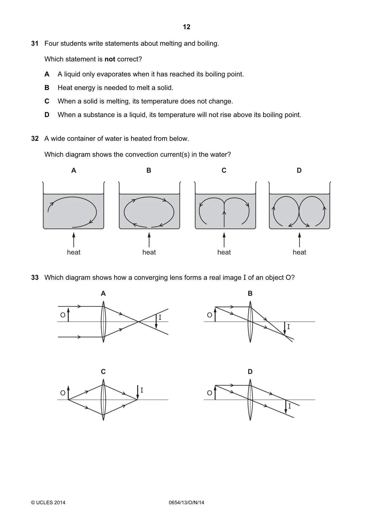 Cambridge IGCSE Sciences - Co-ordinated (Double) 0654 2014 Oct/Nov Paper 1 · Variant 3 question paper, page 12 of 20