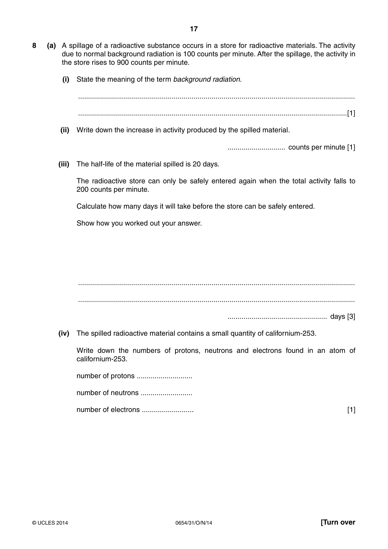 Cambridge IGCSE Sciences - Co-ordinated (Double) 0654 2014 Oct/Nov Paper 3 · Variant 1 question paper, page 17 of 32