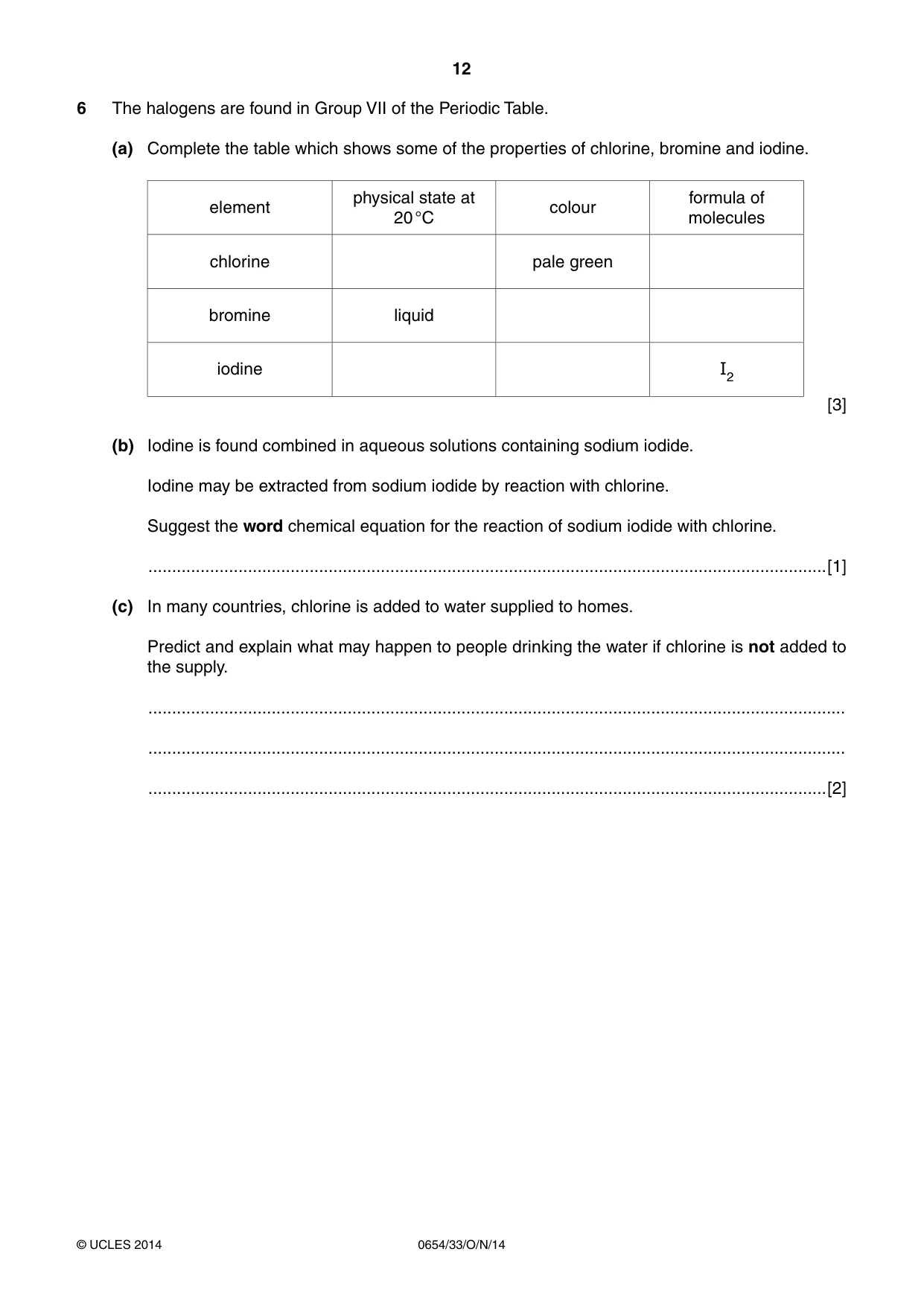 Cambridge IGCSE Sciences - Co-ordinated (Double) 0654 2014 Oct/Nov Paper 3 · Variant 3 question paper, page 12 of 28