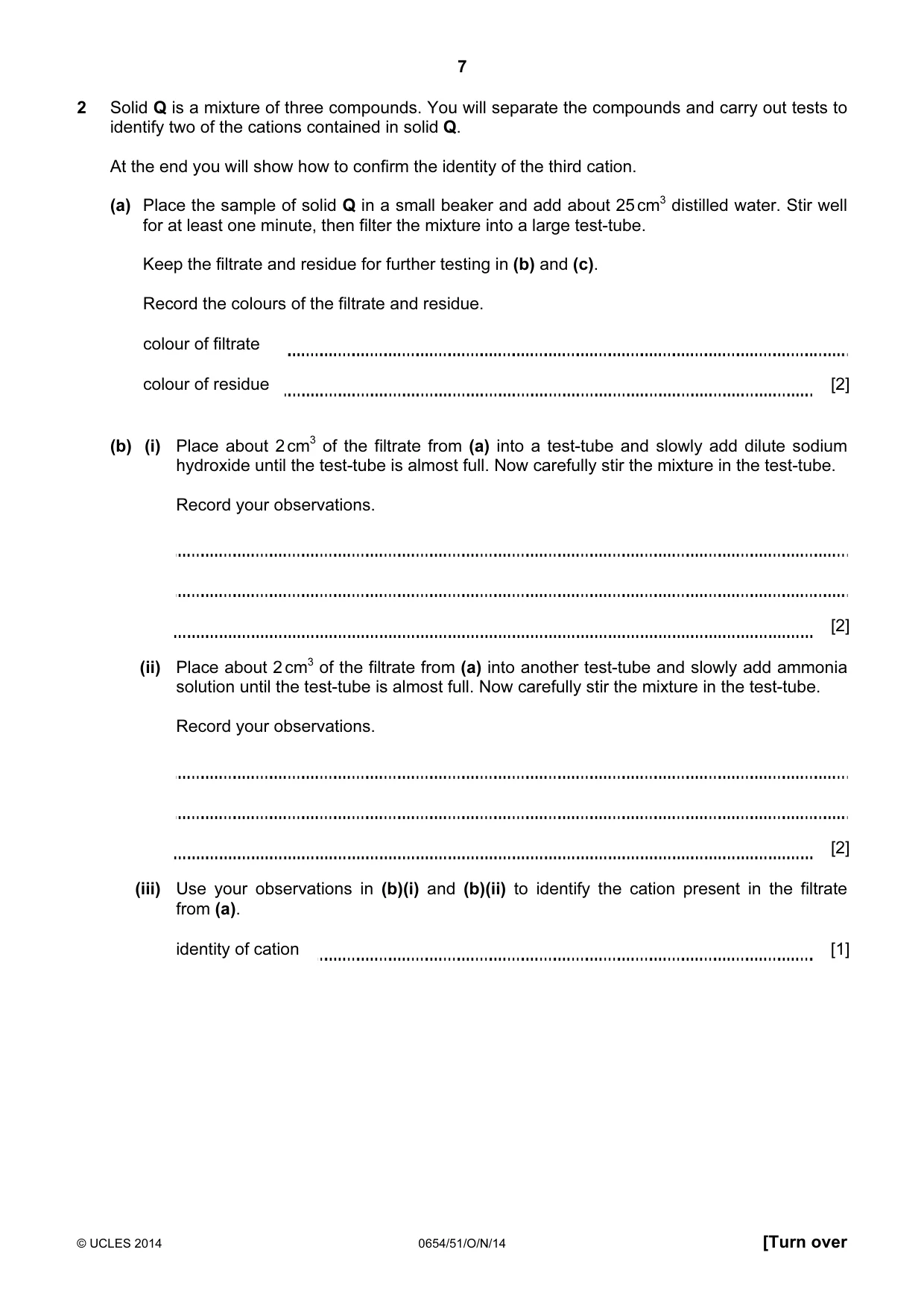 Cambridge IGCSE Sciences - Co-ordinated (Double) 0654 2014 Oct/Nov Paper 5 · Variant 1 question paper, page 7 of 12