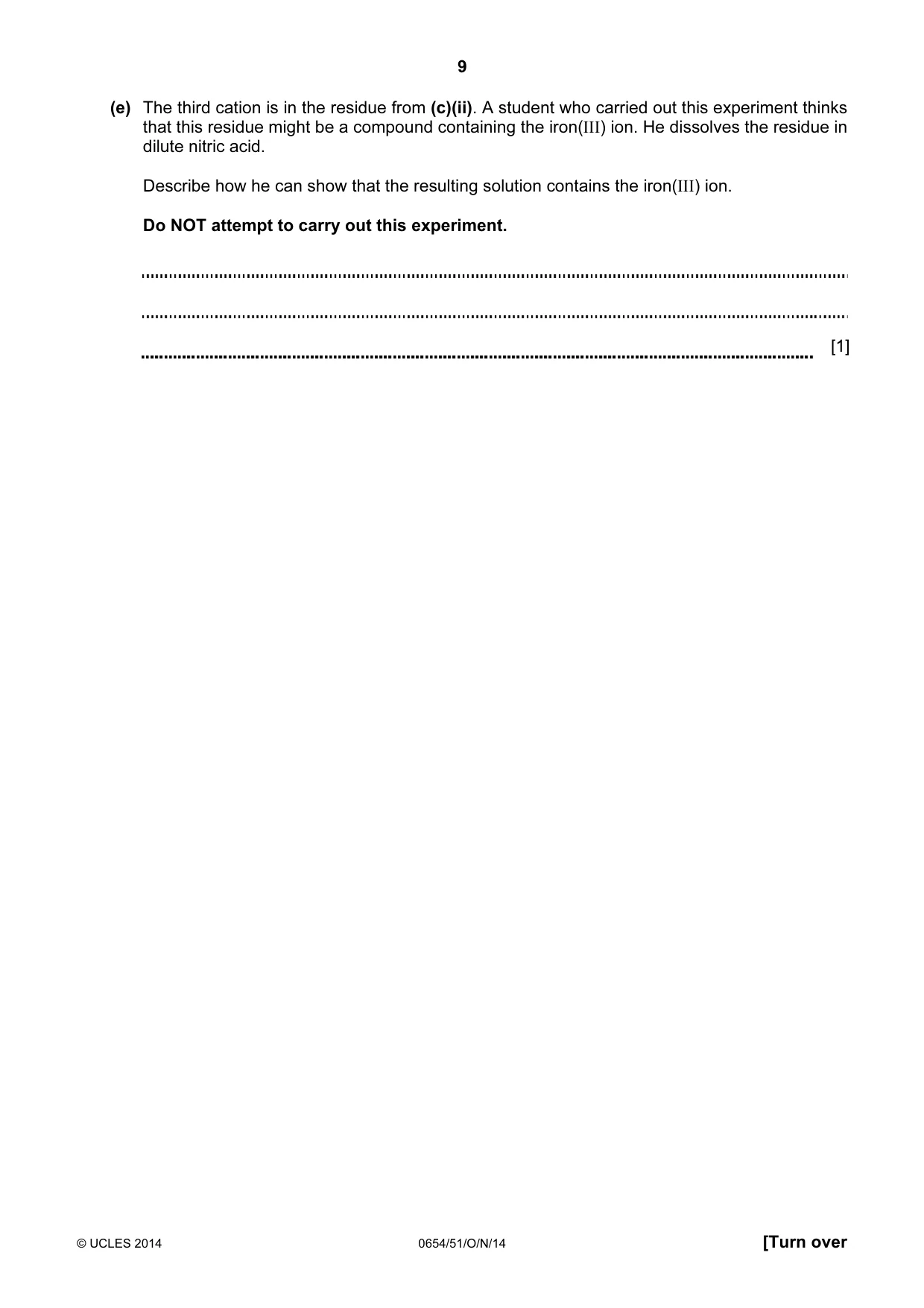 Cambridge IGCSE Sciences - Co-ordinated (Double) 0654 2014 Oct/Nov Paper 5 · Variant 1 question paper, page 9 of 12