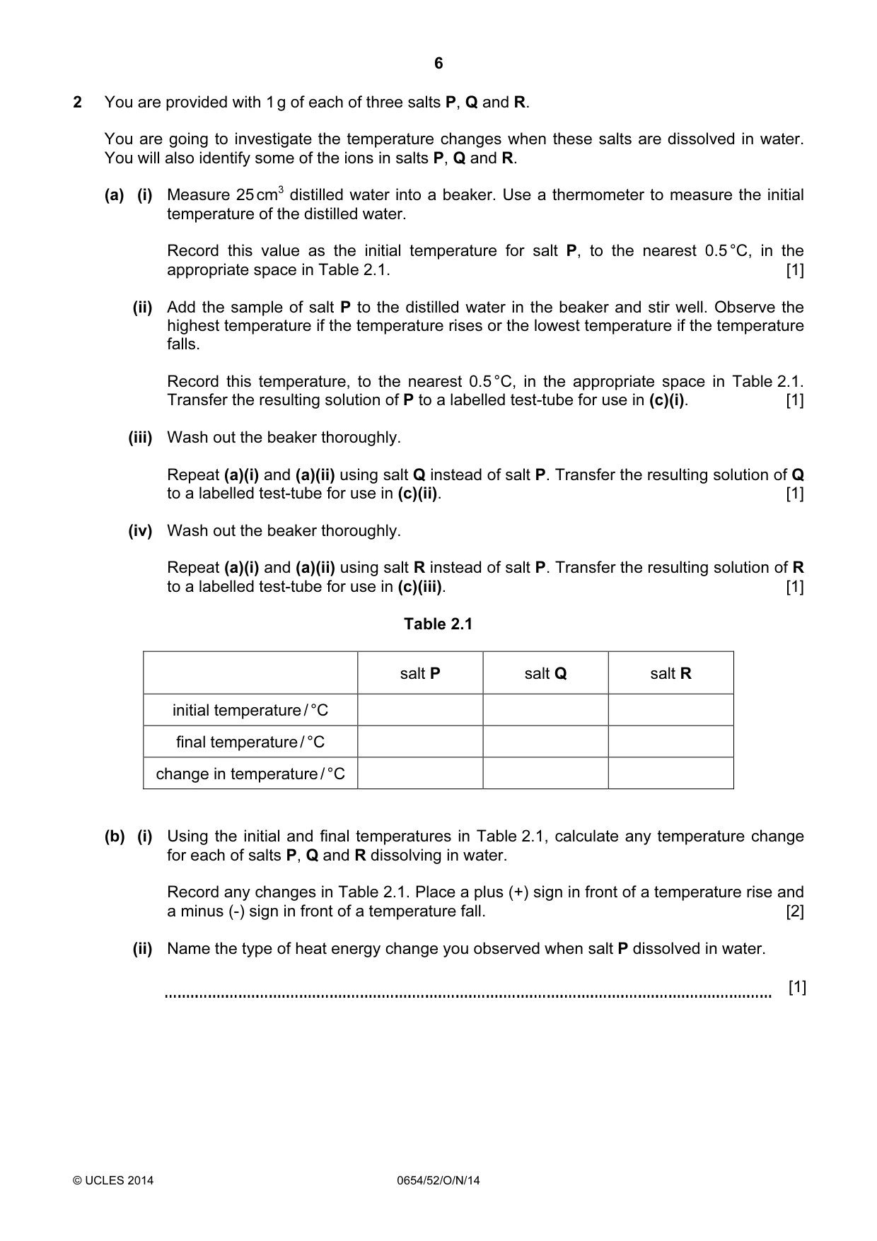 Cambridge IGCSE Sciences - Co-ordinated (Double) 0654 2014 Oct/Nov Paper 5 · Variant 2 question paper, page 6 of 12