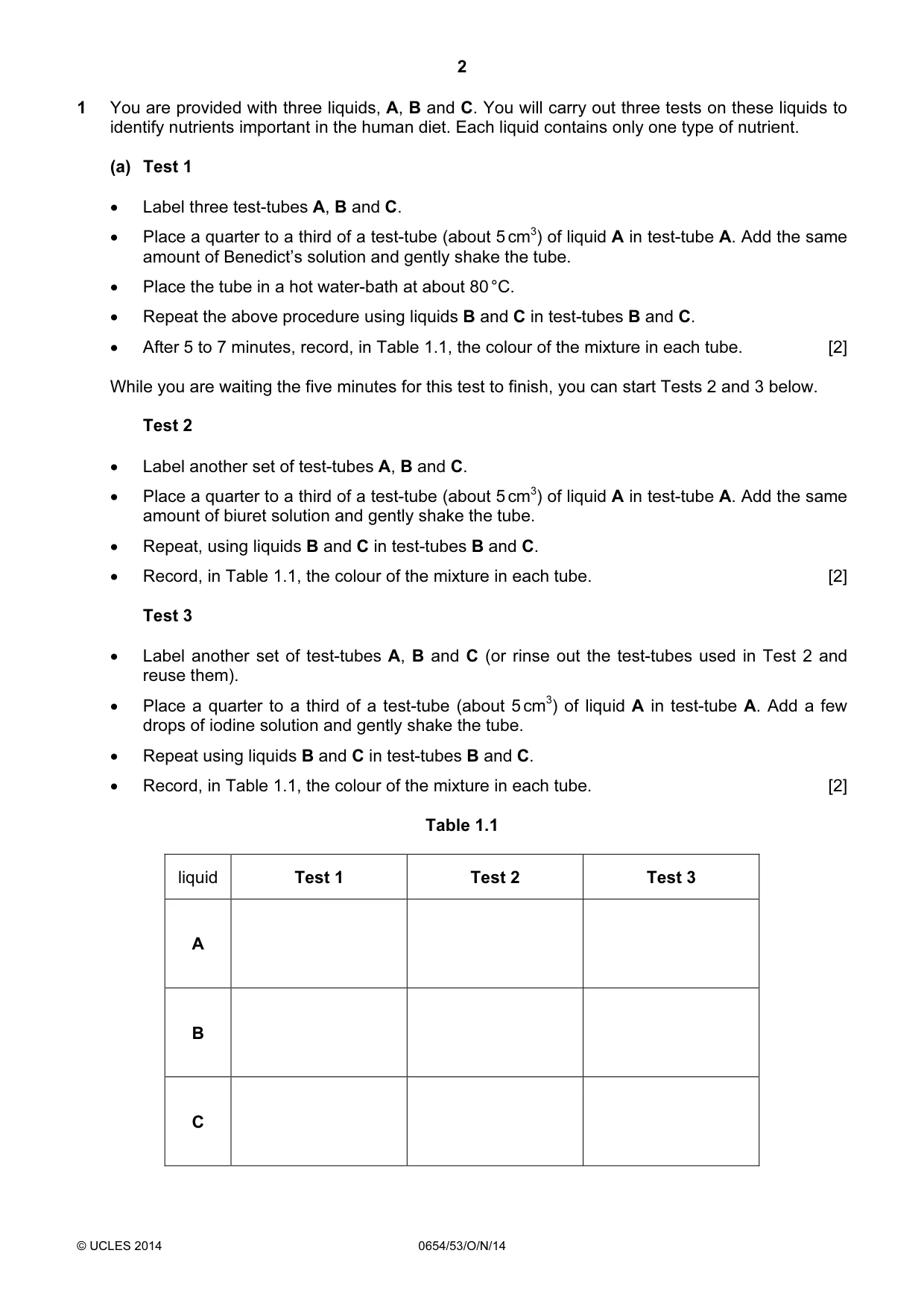 Cambridge IGCSE Sciences - Co-ordinated (Double) 0654 2014 Oct/Nov Paper 5 · Variant 3 question paper, page 2 of 8