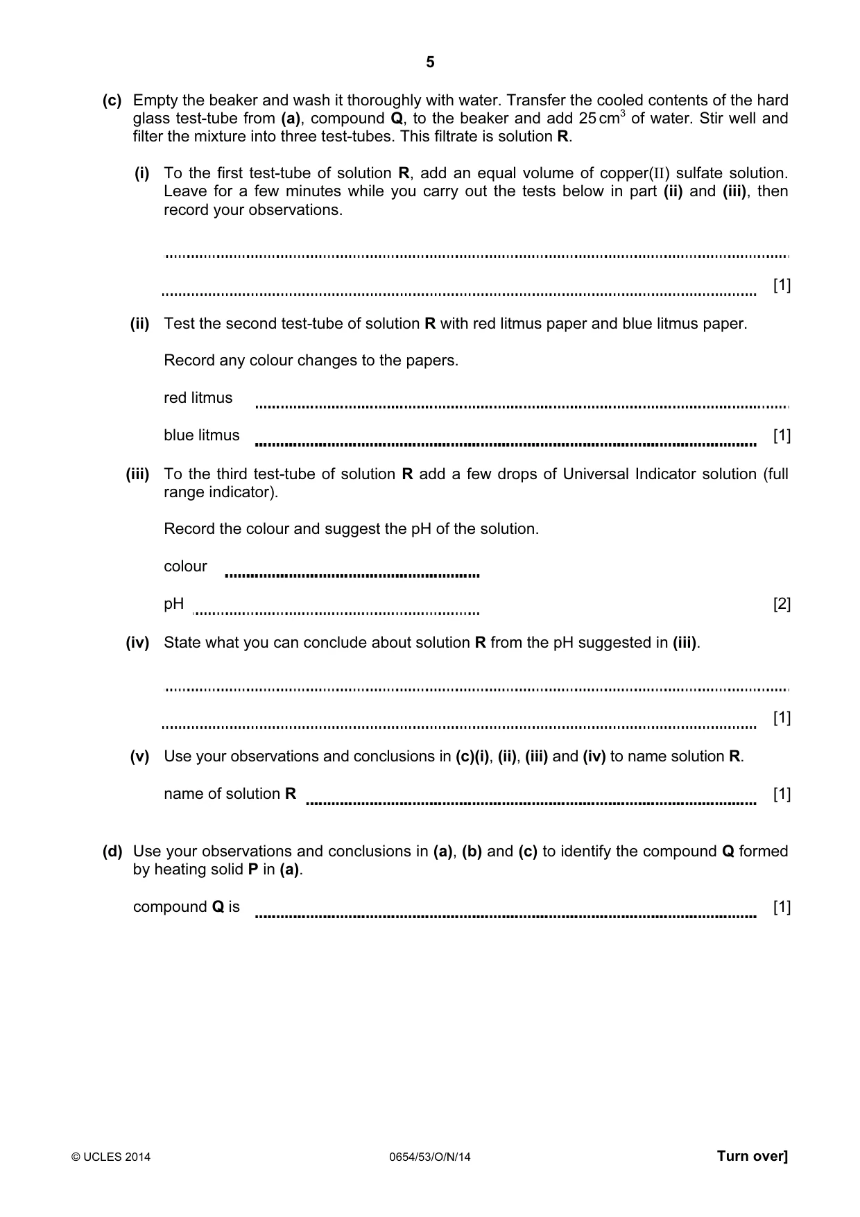 Cambridge IGCSE Sciences - Co-ordinated (Double) 0654 2014 Oct/Nov Paper 5 · Variant 3 question paper, page 5 of 8