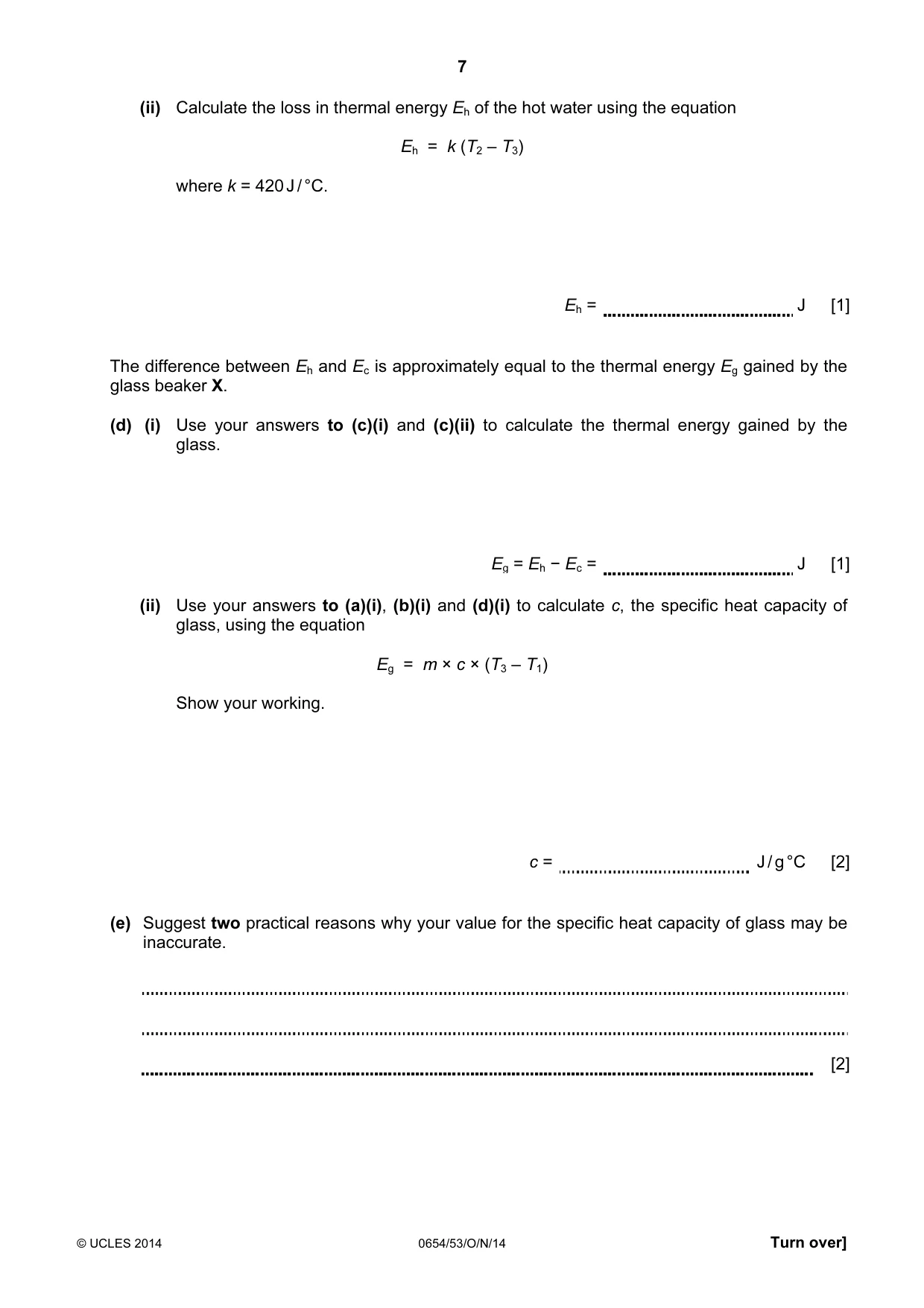 Cambridge IGCSE Sciences - Co-ordinated (Double) 0654 2014 Oct/Nov Paper 5 · Variant 3 question paper, page 7 of 8