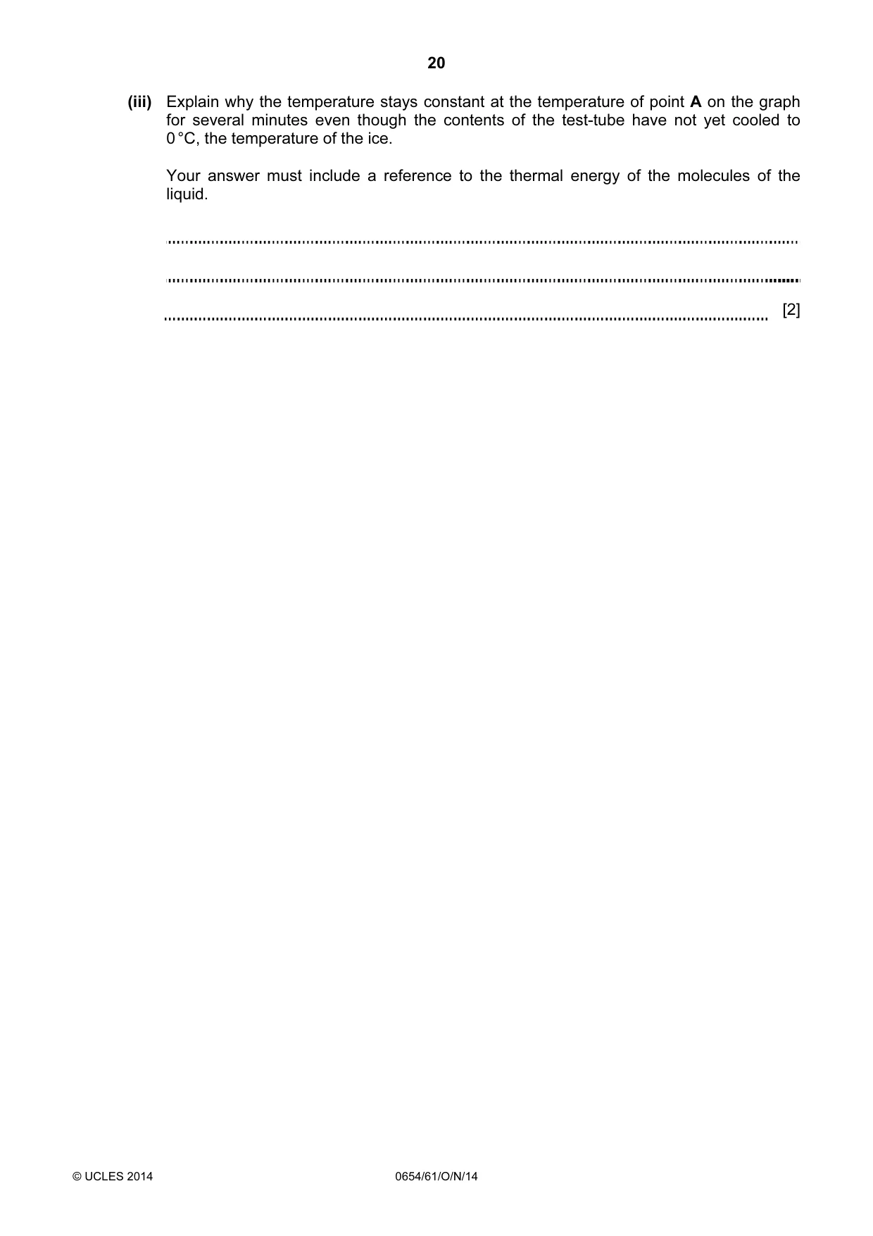 Cambridge IGCSE Sciences - Co-ordinated (Double) 0654 2014 Oct/Nov Paper 6 · Variant 1 question paper, page 20 of 24