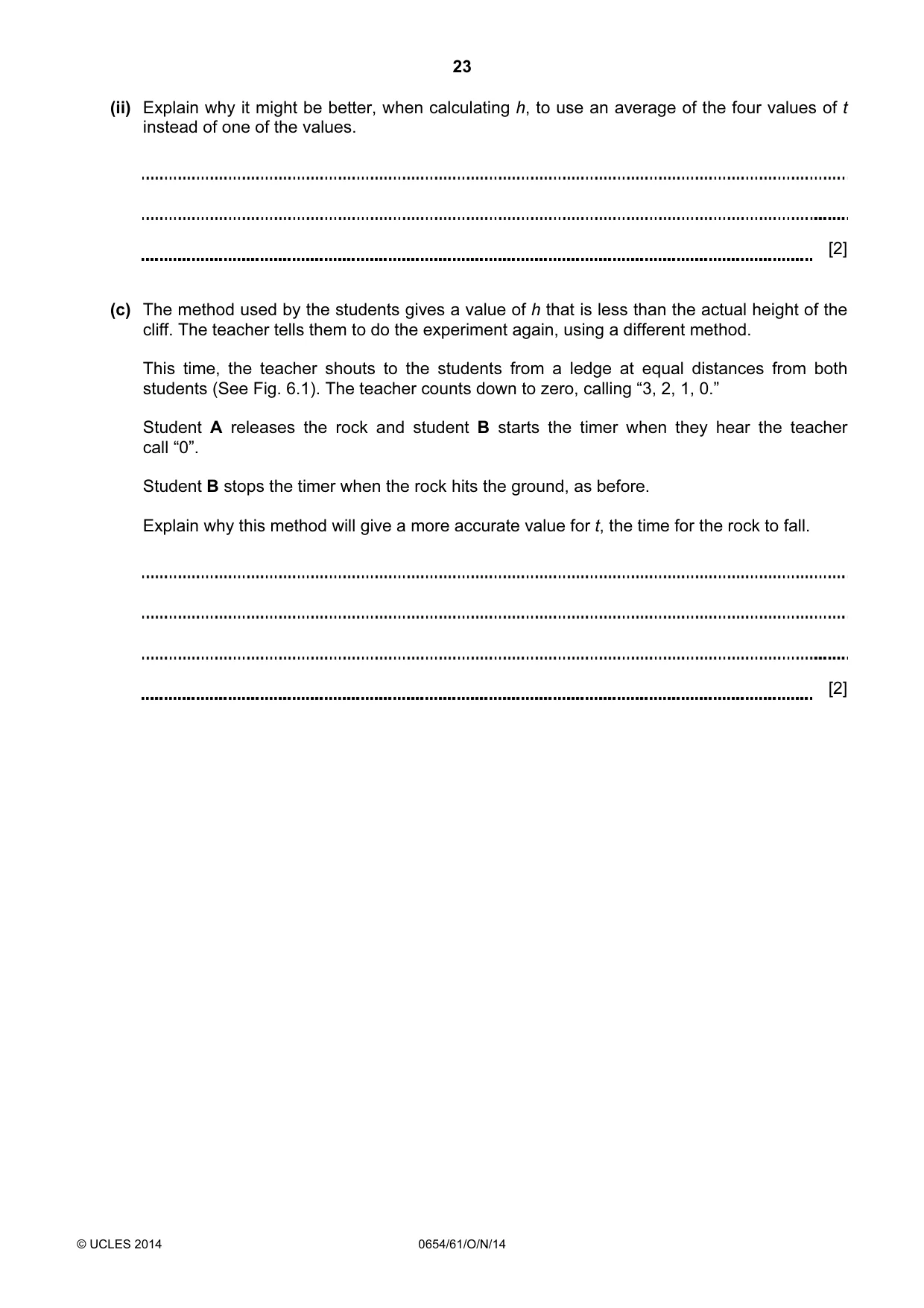 Cambridge IGCSE Sciences - Co-ordinated (Double) 0654 2014 Oct/Nov Paper 6 · Variant 1 question paper, page 23 of 24
