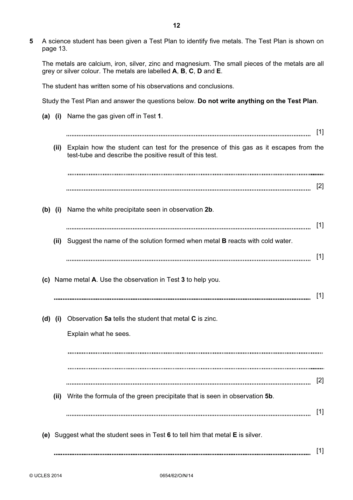 Cambridge IGCSE Sciences - Co-ordinated (Double) 0654 2014 Oct/Nov Paper 6 · Variant 2 question paper, page 12 of 16