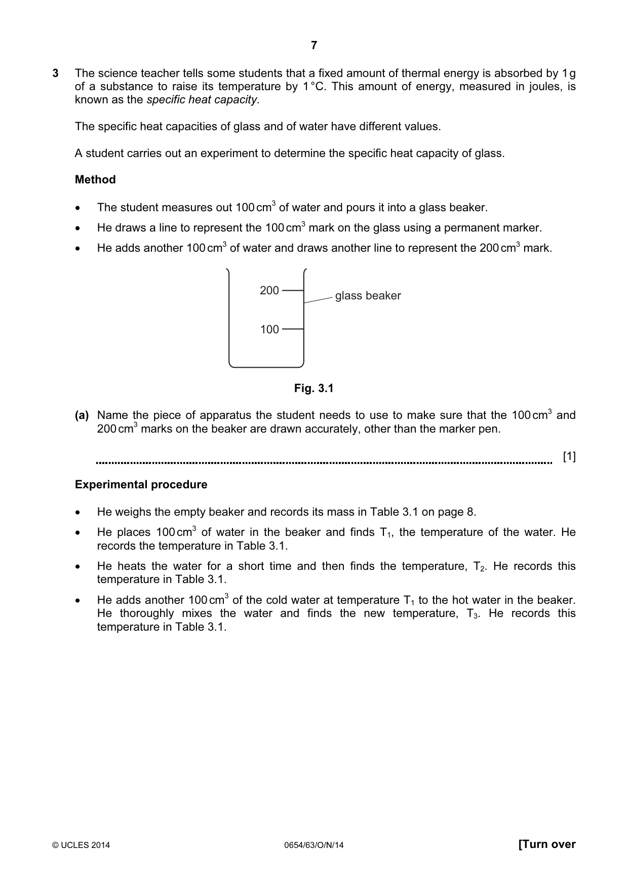 Cambridge IGCSE Sciences - Co-ordinated (Double) 0654 2014 Oct/Nov Paper 6 · Variant 3 question paper, page 7 of 20