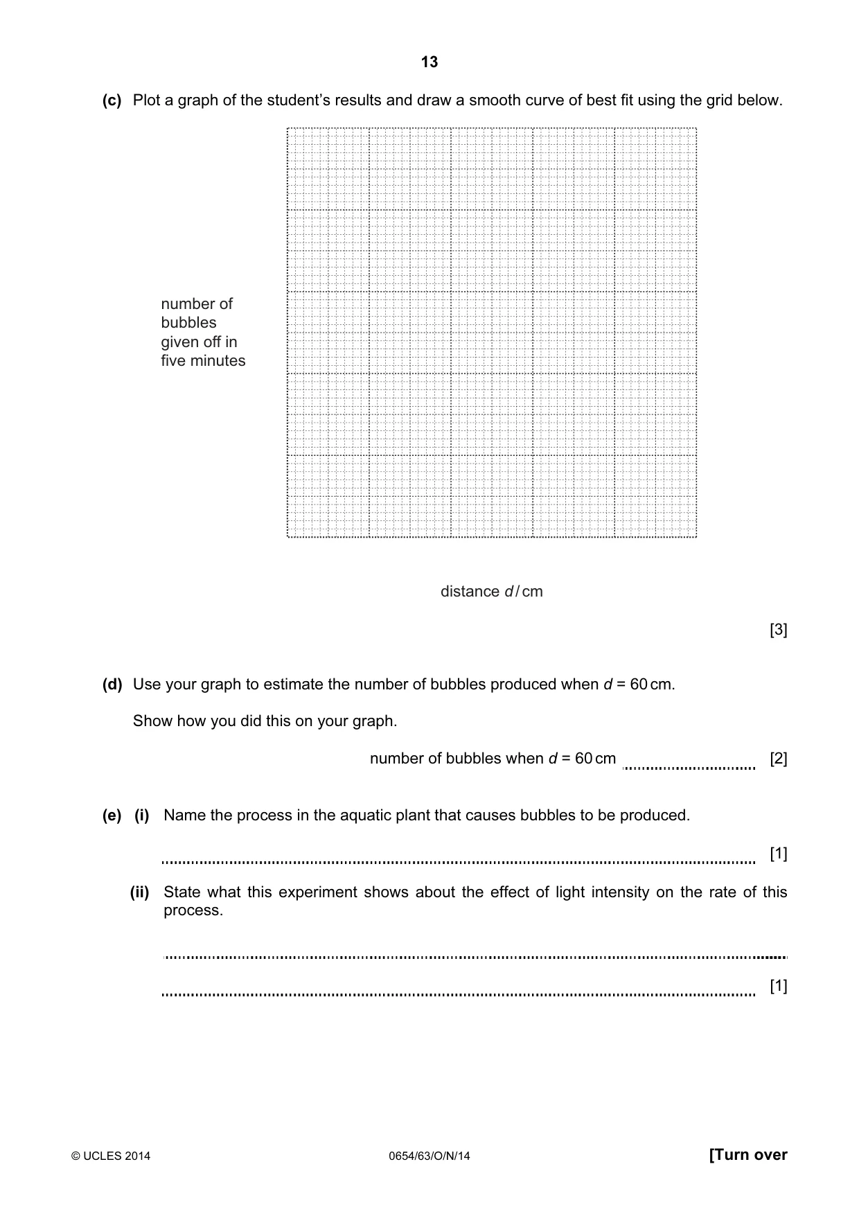 Cambridge IGCSE Sciences - Co-ordinated (Double) 0654 2014 Oct/Nov Paper 6 · Variant 3 question paper, page 13 of 20