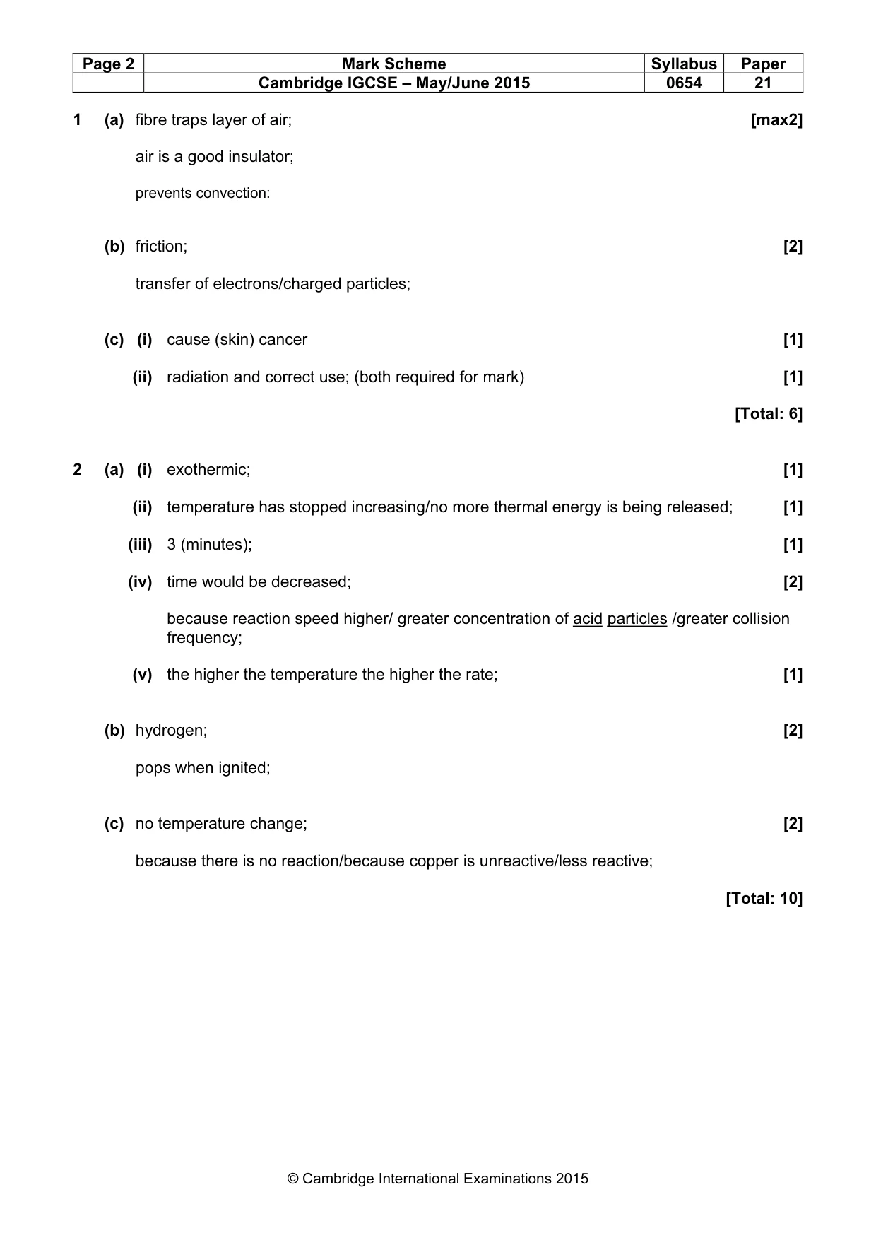 Mark scheme, page 2 of 9