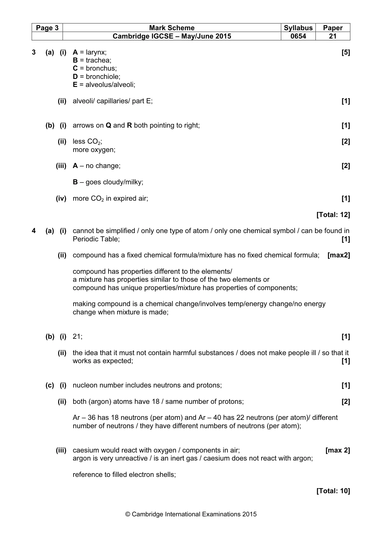 Mark scheme, page 3 of 9