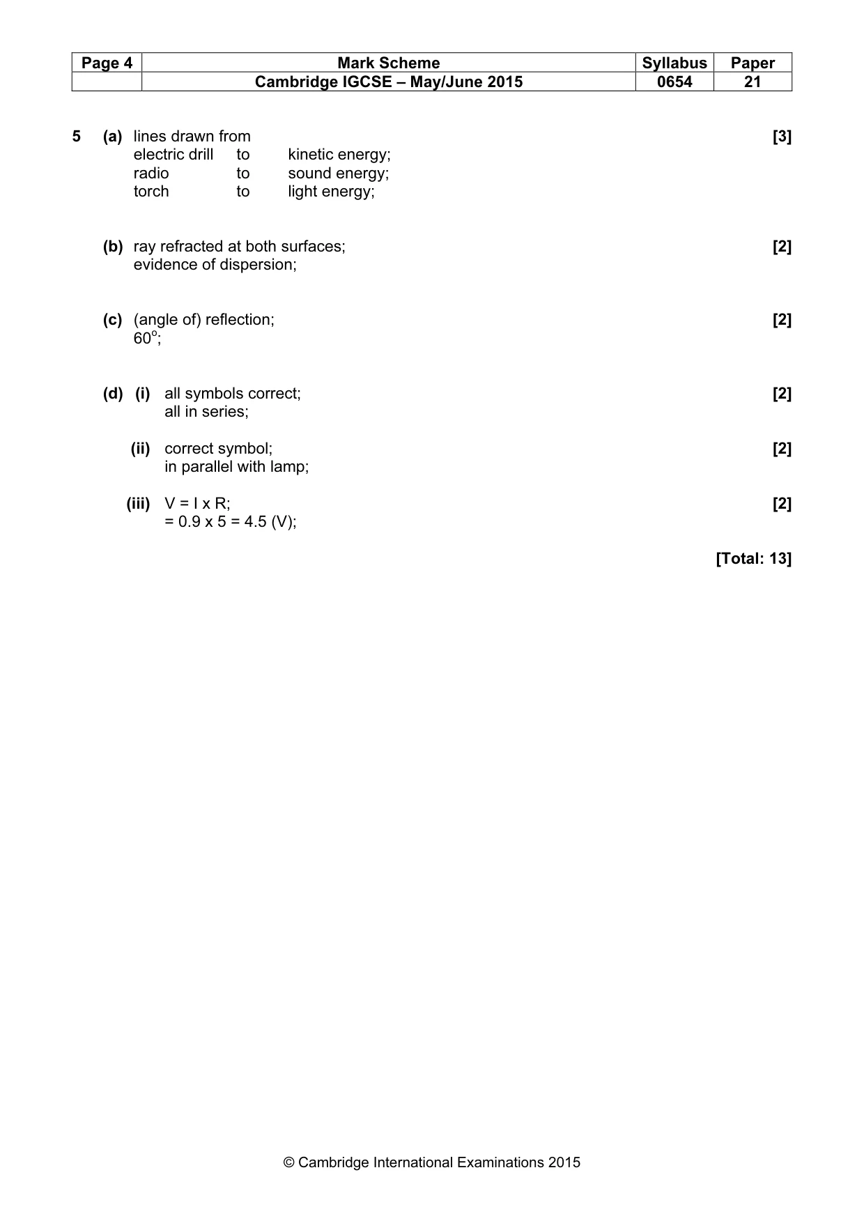 Mark scheme, page 4 of 9
